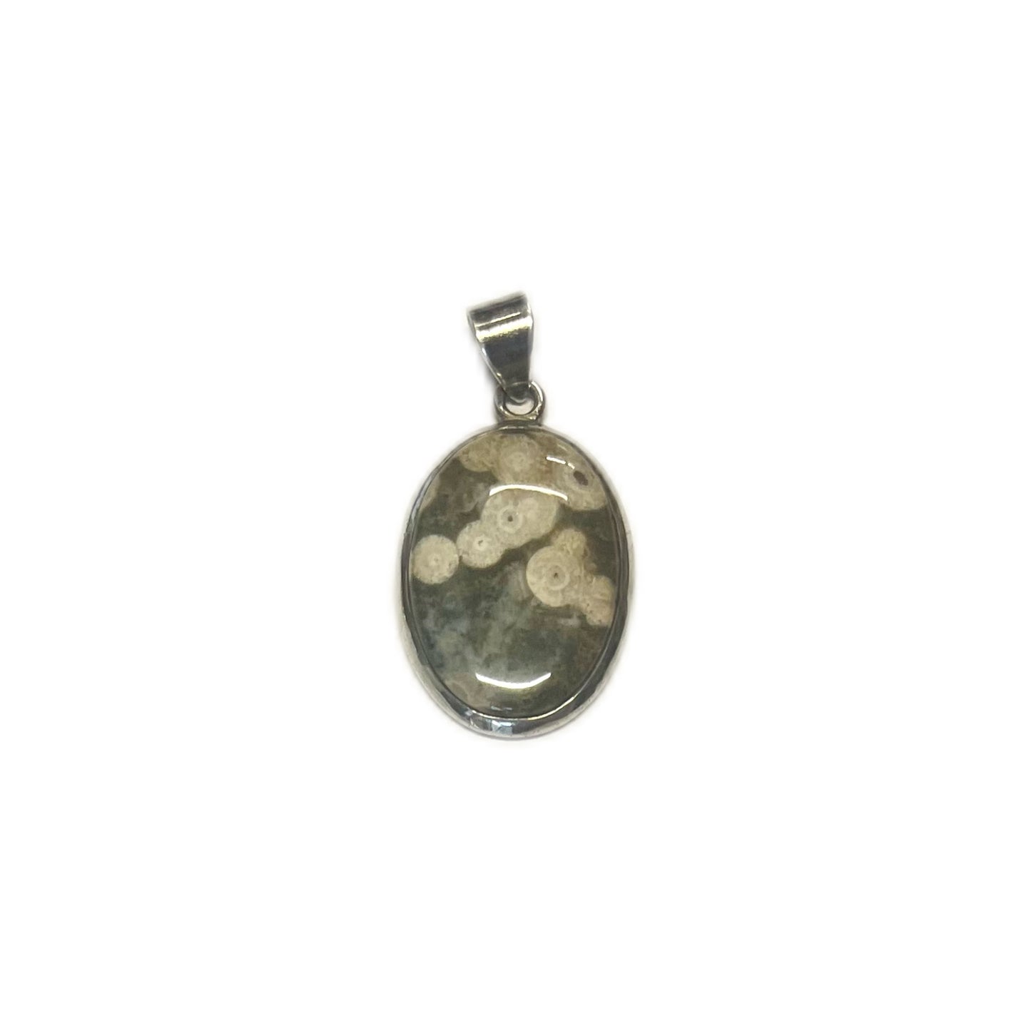 Vintage ocean jasper and sterling silver pendant