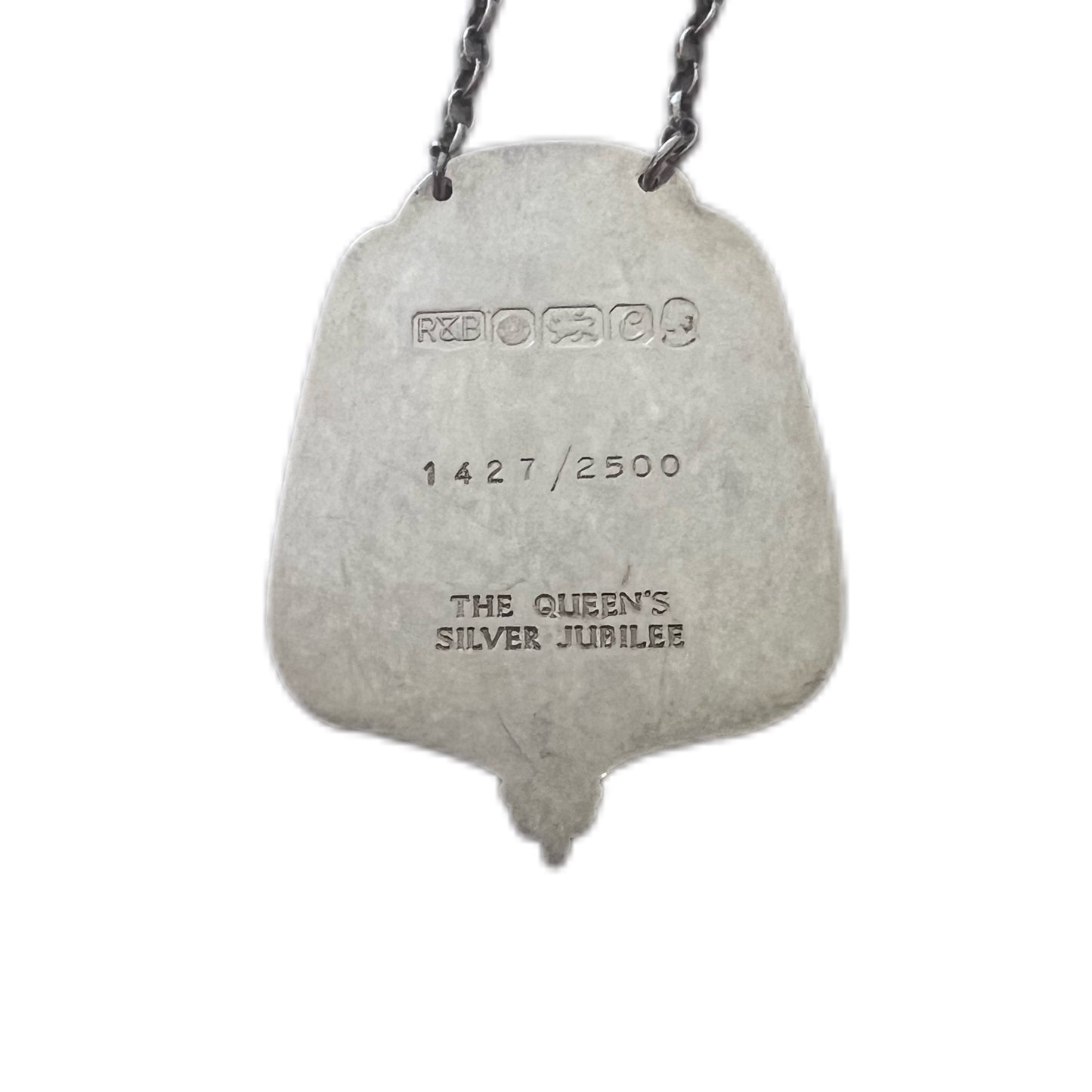 Roberts & Belk QEII Royal Coat of Arms Silver Jubilee decanter label/ liquor ticket