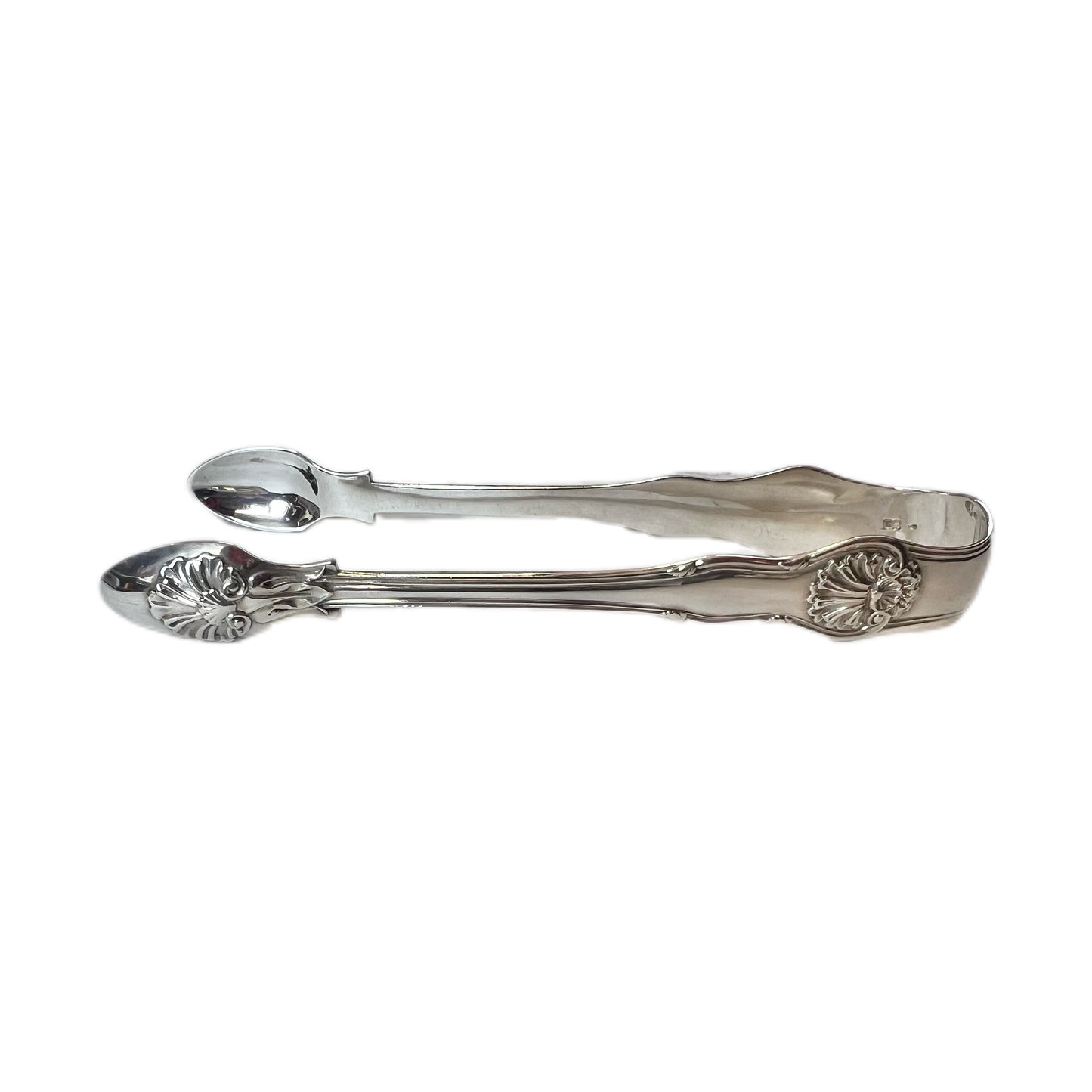 Pair of George IV Kings Pattern sterling silver sugar tongs. London, 1829