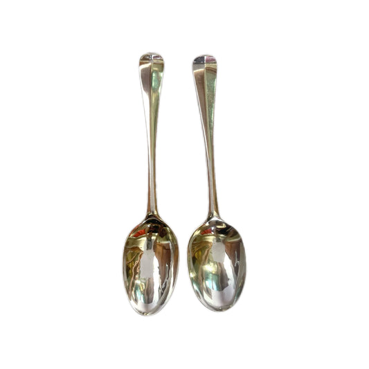 Early Irish crested sterling silver Hanoverian pattern tablespoons