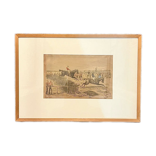 Antique original sporting illustration by George Finch-Mason “The Dragoon’s Cup// Only Two in It”