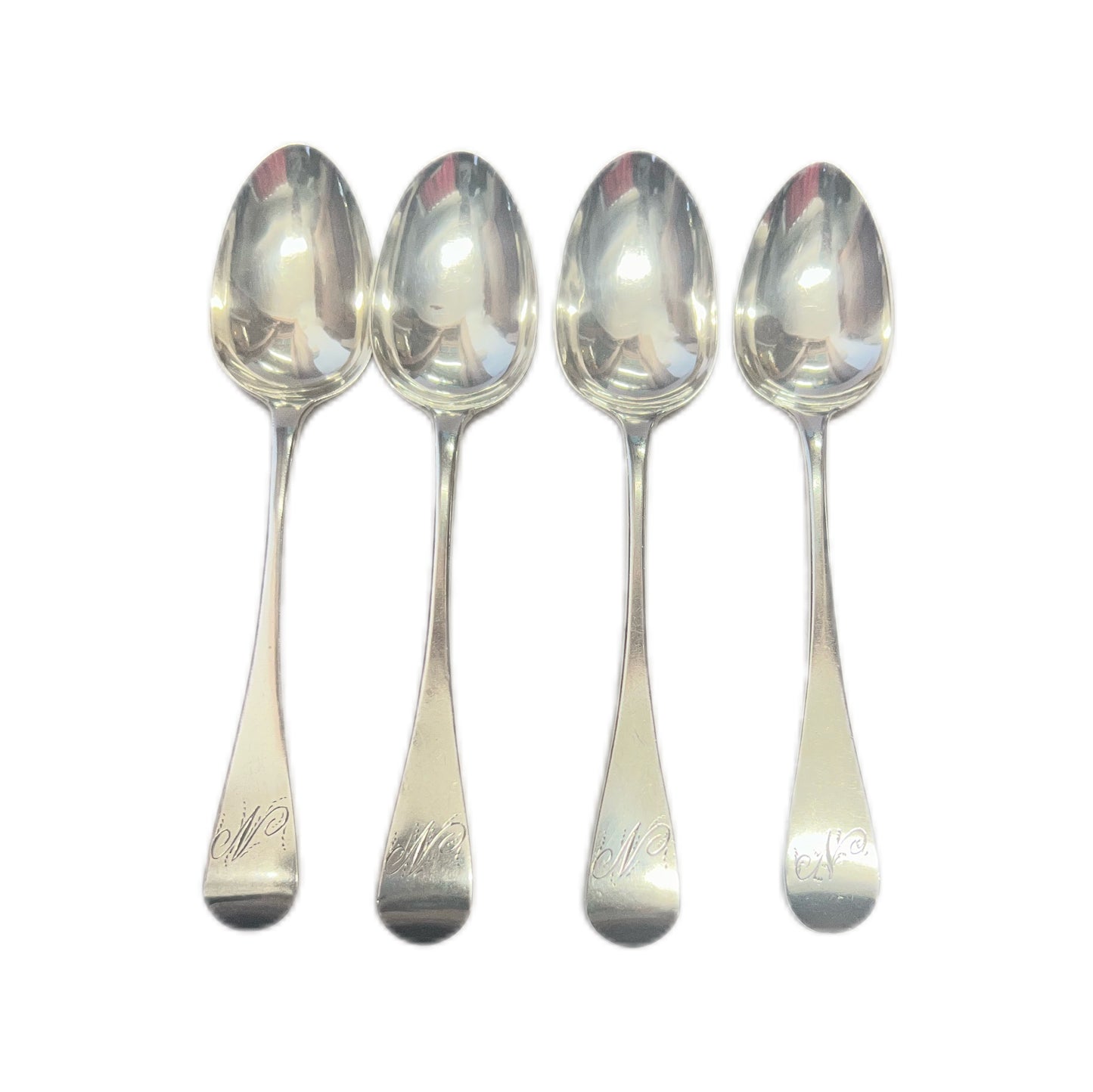 Four 19th century Newcastle sterling silver teaspoons