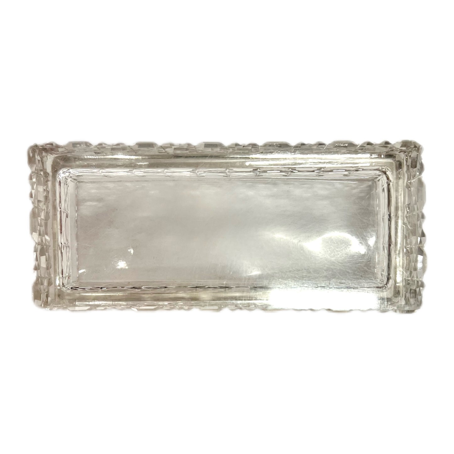 Antique George V sterling silver and cut glass trinket box