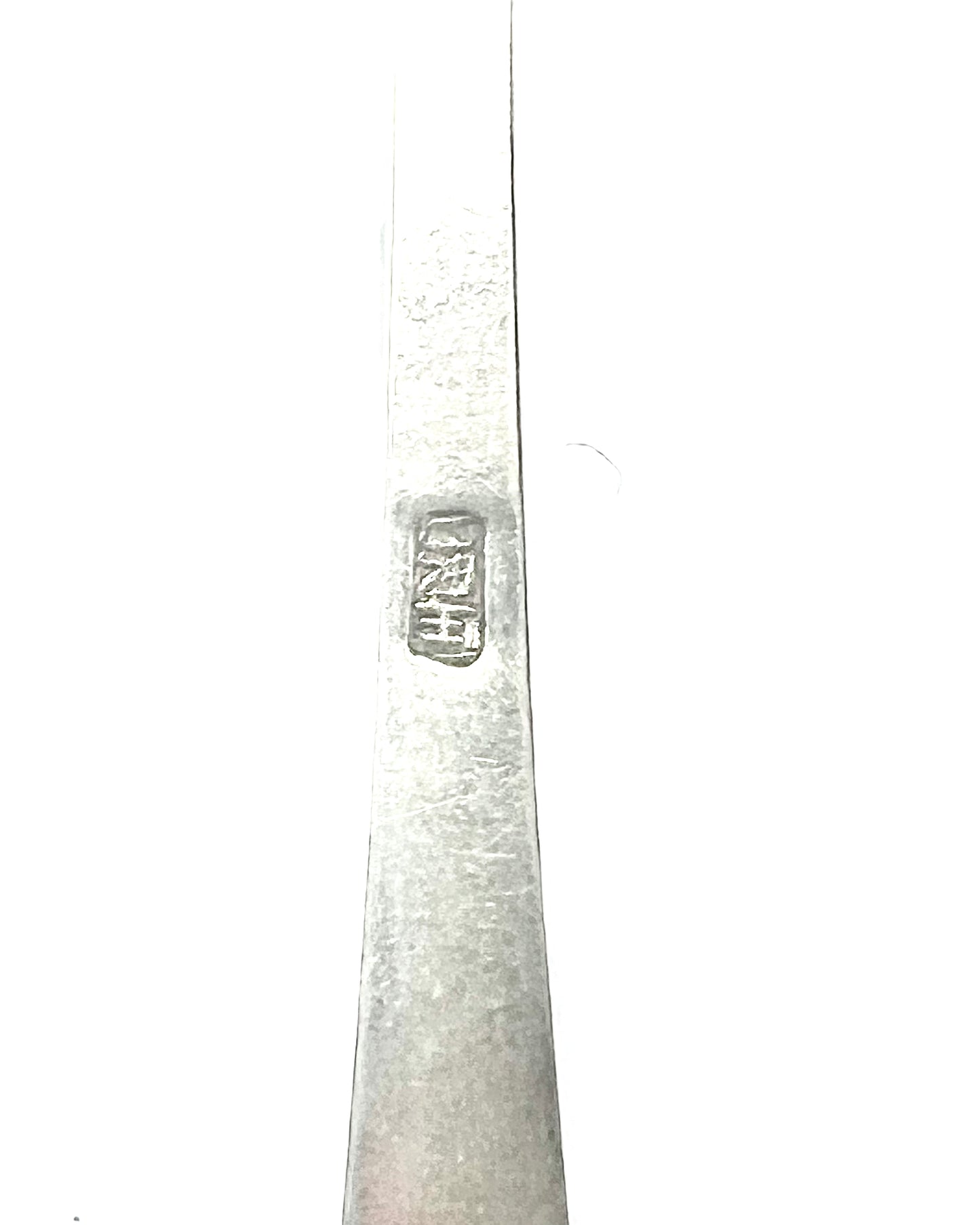 Exceptional 18th century early Chinese Export Silver fork by important maker Bao Ying, High Georgian manner with bright-cut pattern