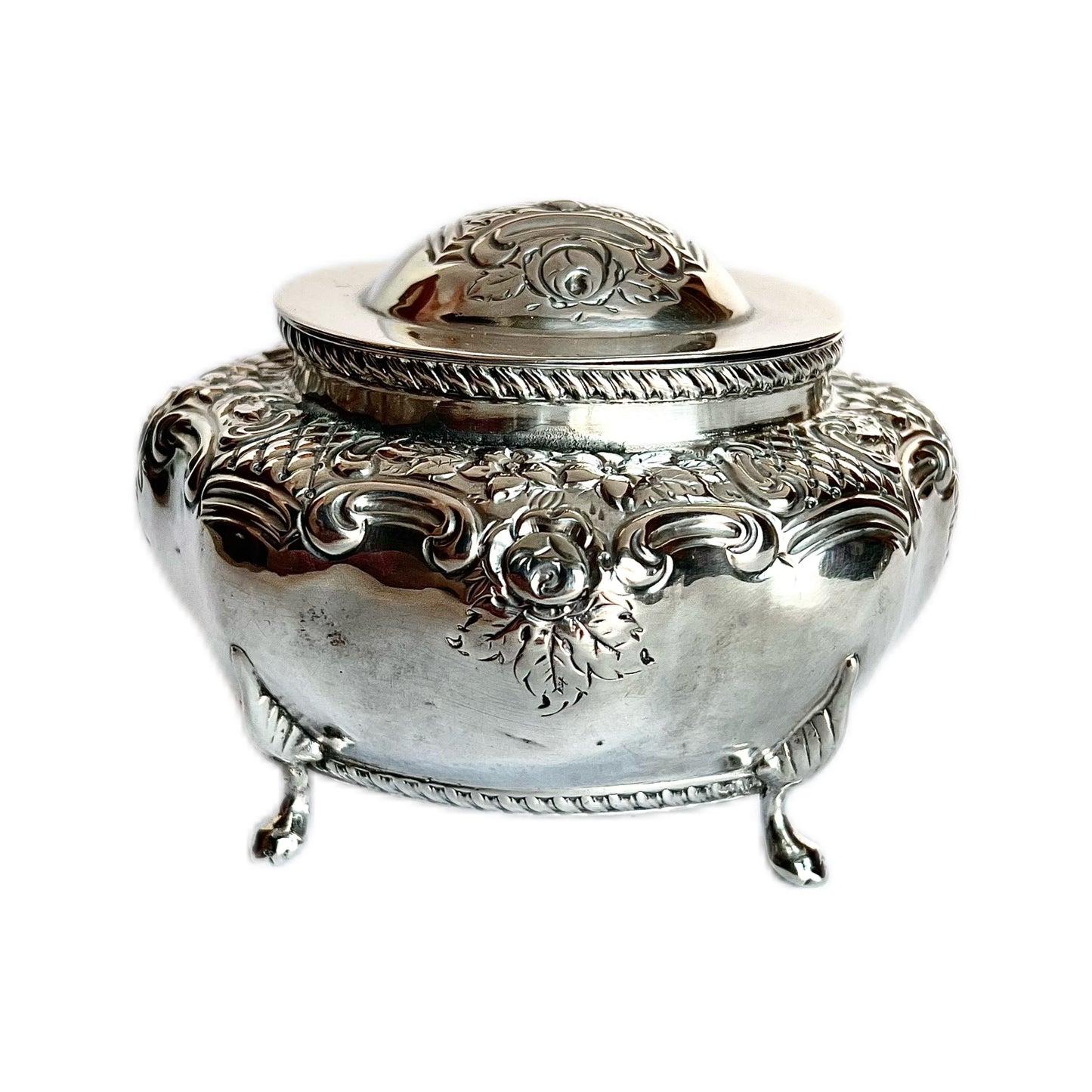 Late Victorian sterling silver jewellery casket