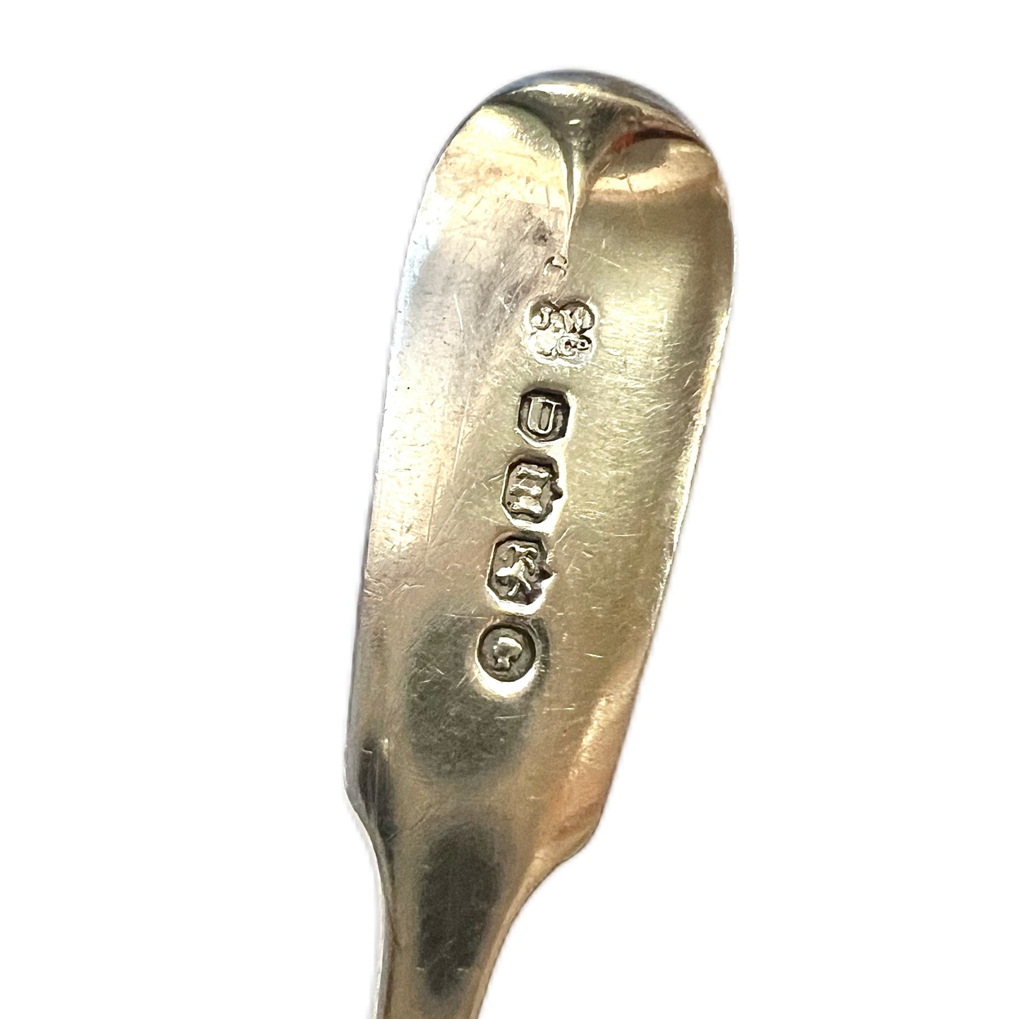 Antique Victorian English provincial silver teaspoon. Exeter, 1876.