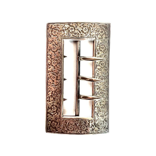 Antique late Victorian sterling silver belt buckle, 1892