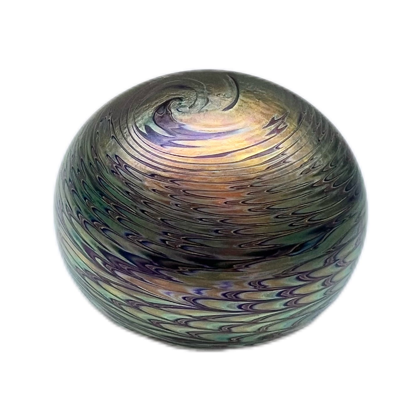 Handblown Australian art glass iridescent paperweight by Robert Wynne of Denizen Glass