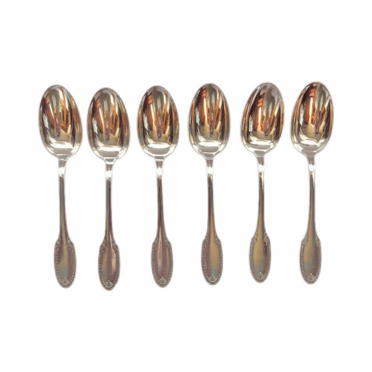 Late 19th to early 20th century French antique .950 silver teaspoons, set of 6 by Ravinet d'Enfert