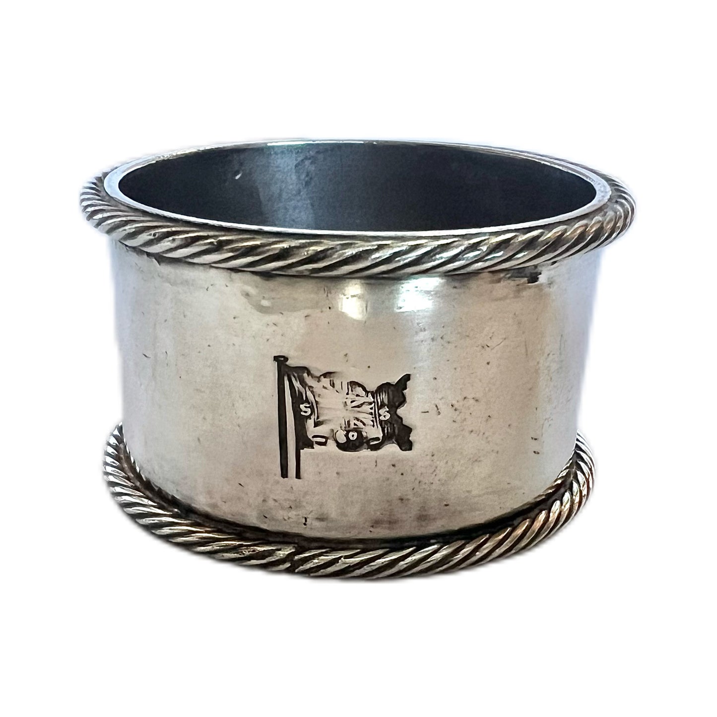 Set of 5 vintage silver-plated maritime memorabilia napkin rings