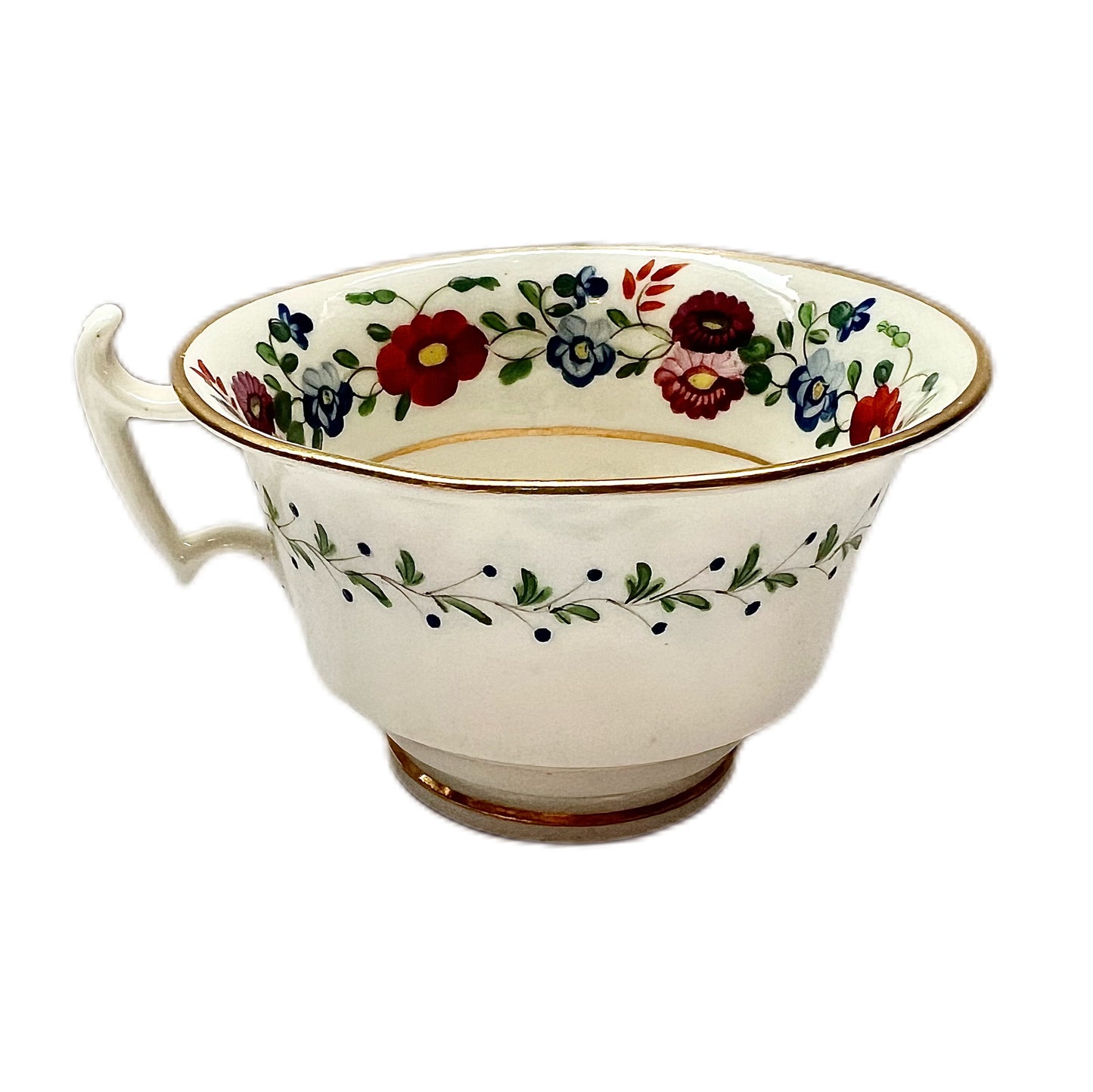 Beautiful early 19th century English Regency period porcelain floral and gilt teacup