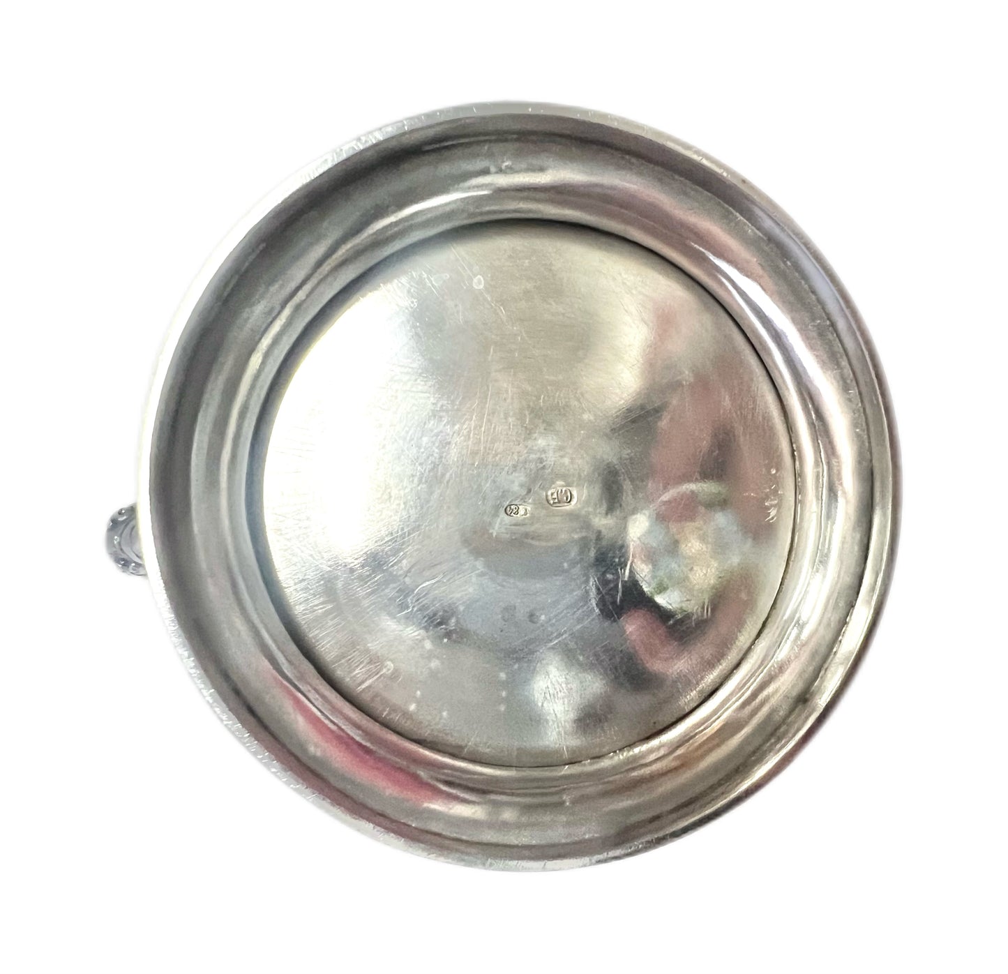 Antique Russia .875 silver Troika podstakannik tea glass holder with original glass
