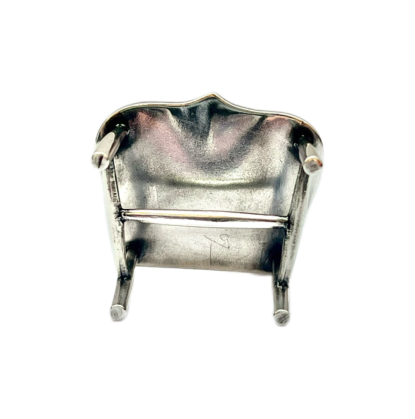 Vintage silver miniature chair novelty figurine, tests as silver