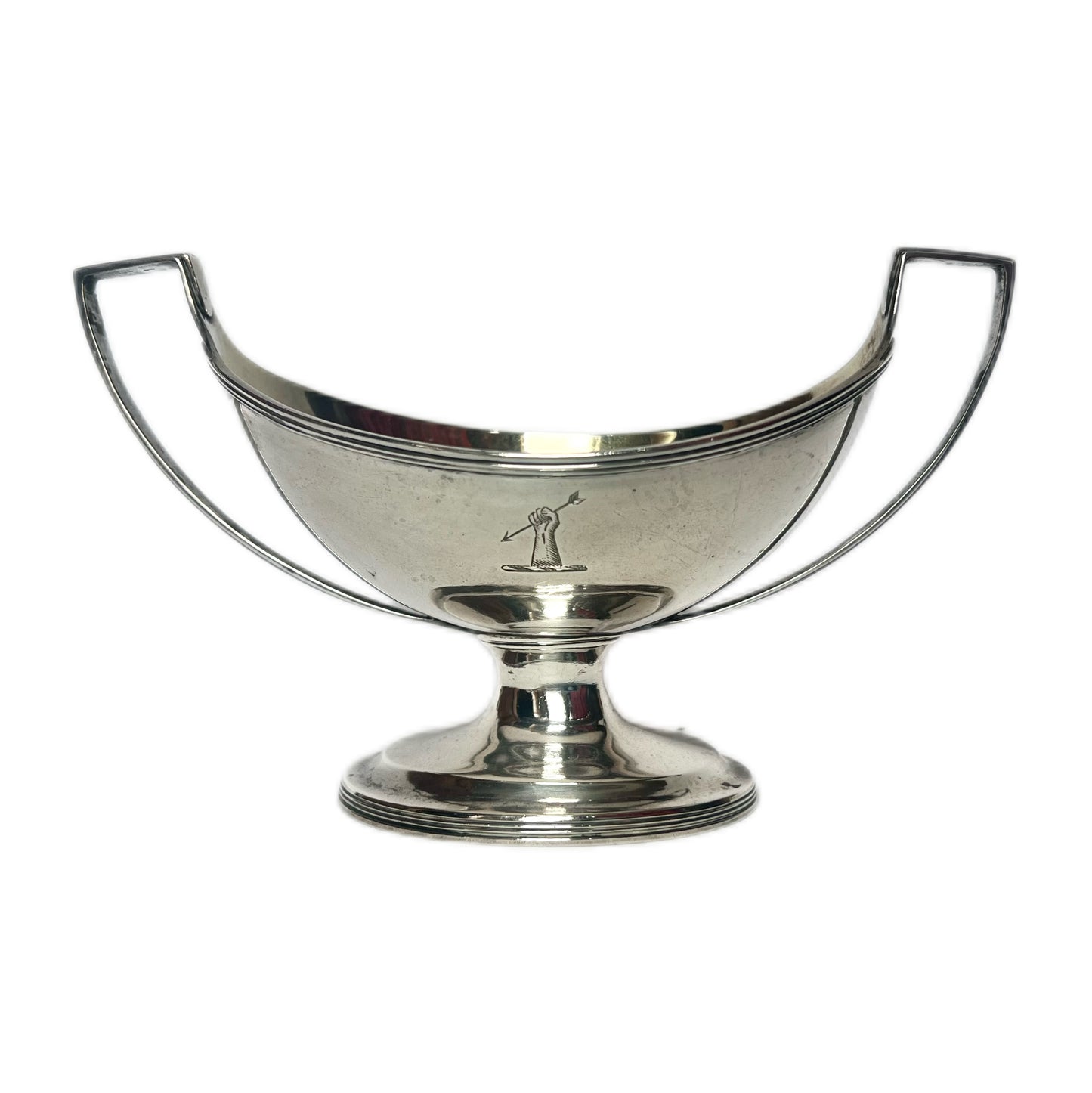 Crested George III sterling silver master salt cellar, London, 1796, Robert Hennell | &amp; David Hennell Il