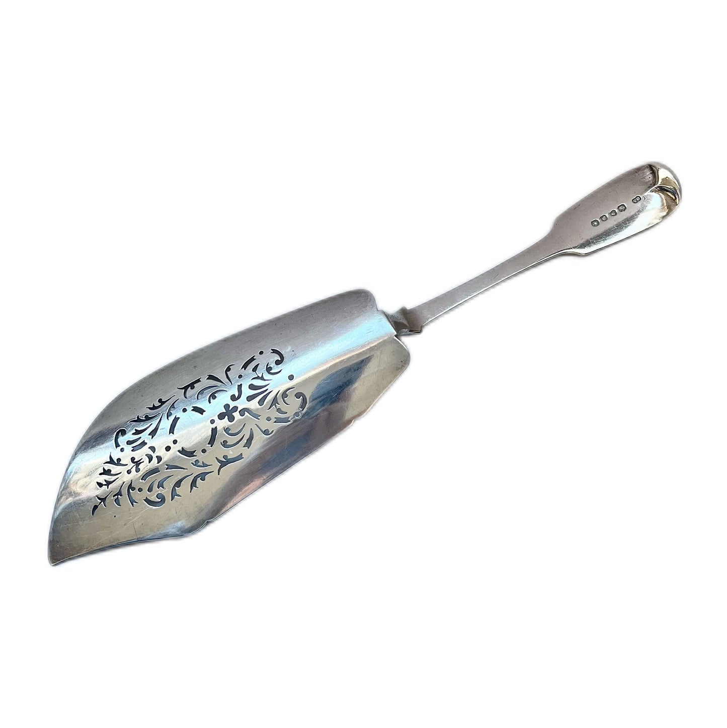 High Victorian Chawner & Co. sterling silver fish slice
