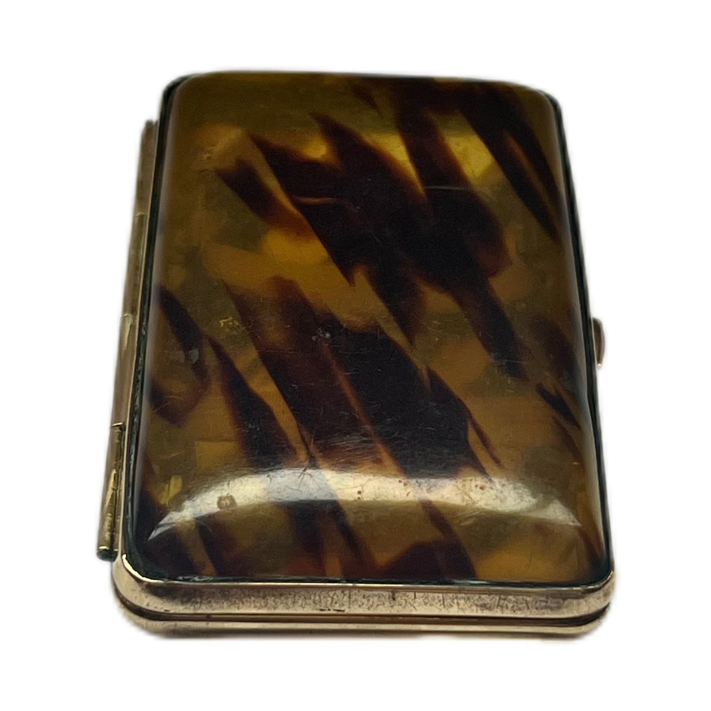 Antique Edwardian to Art Deco faux tortoiseshell celluloid cigarette case