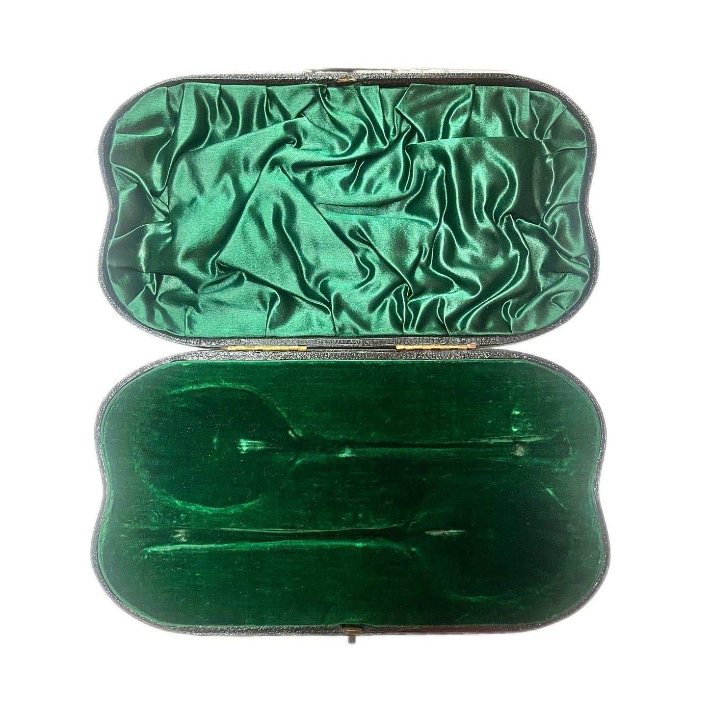 Llate Victorian serving spoons, gilt on sterling silver, Wakely & Wheeler. In original box.