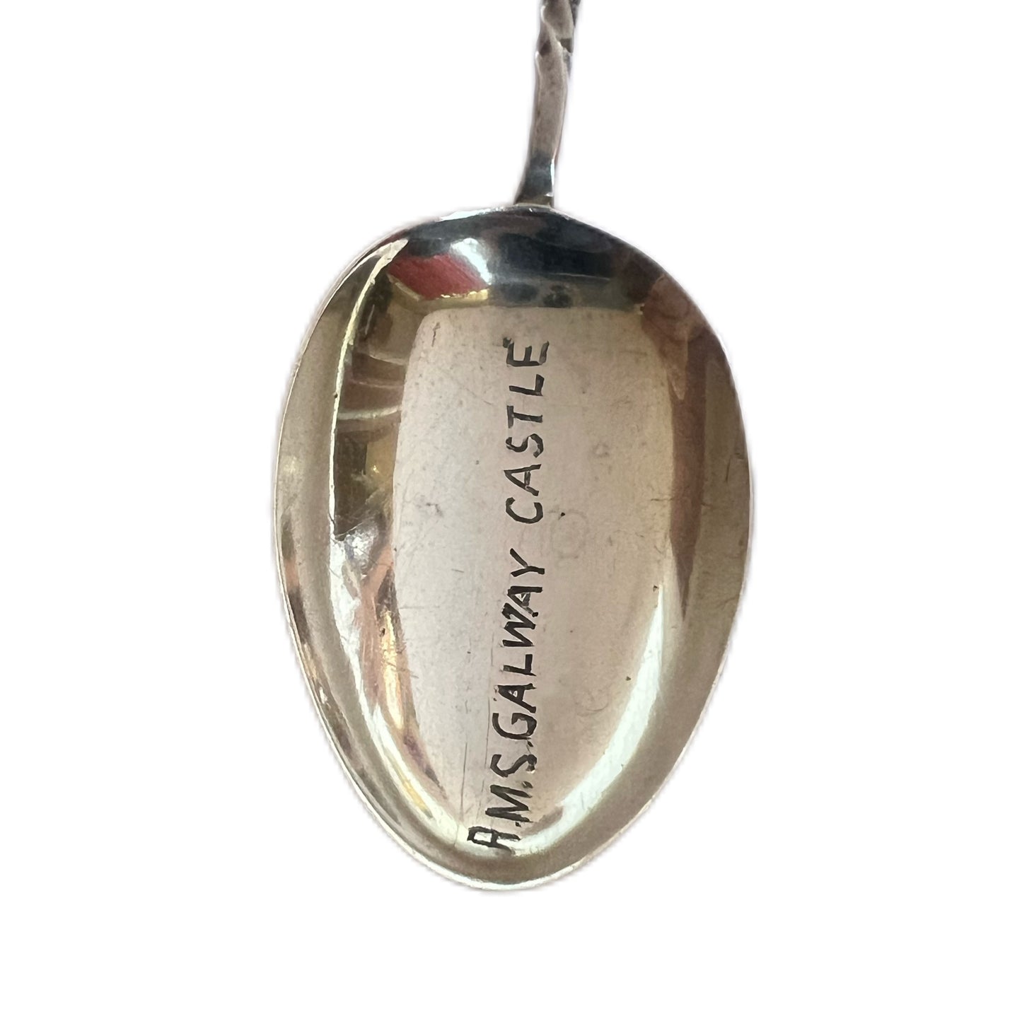 Antique WWI R.M.S. Galway Castle George V sterling silver souvenir spoon