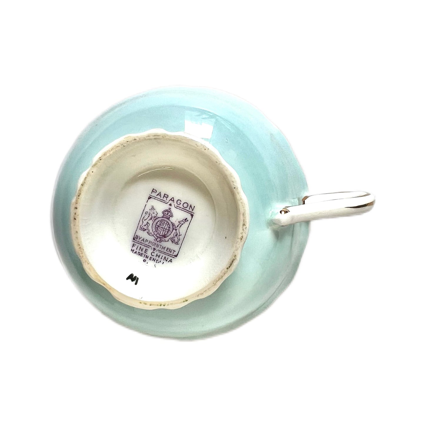 Near antique 1930s Paragon Blue Pansy teacup and saucer as found