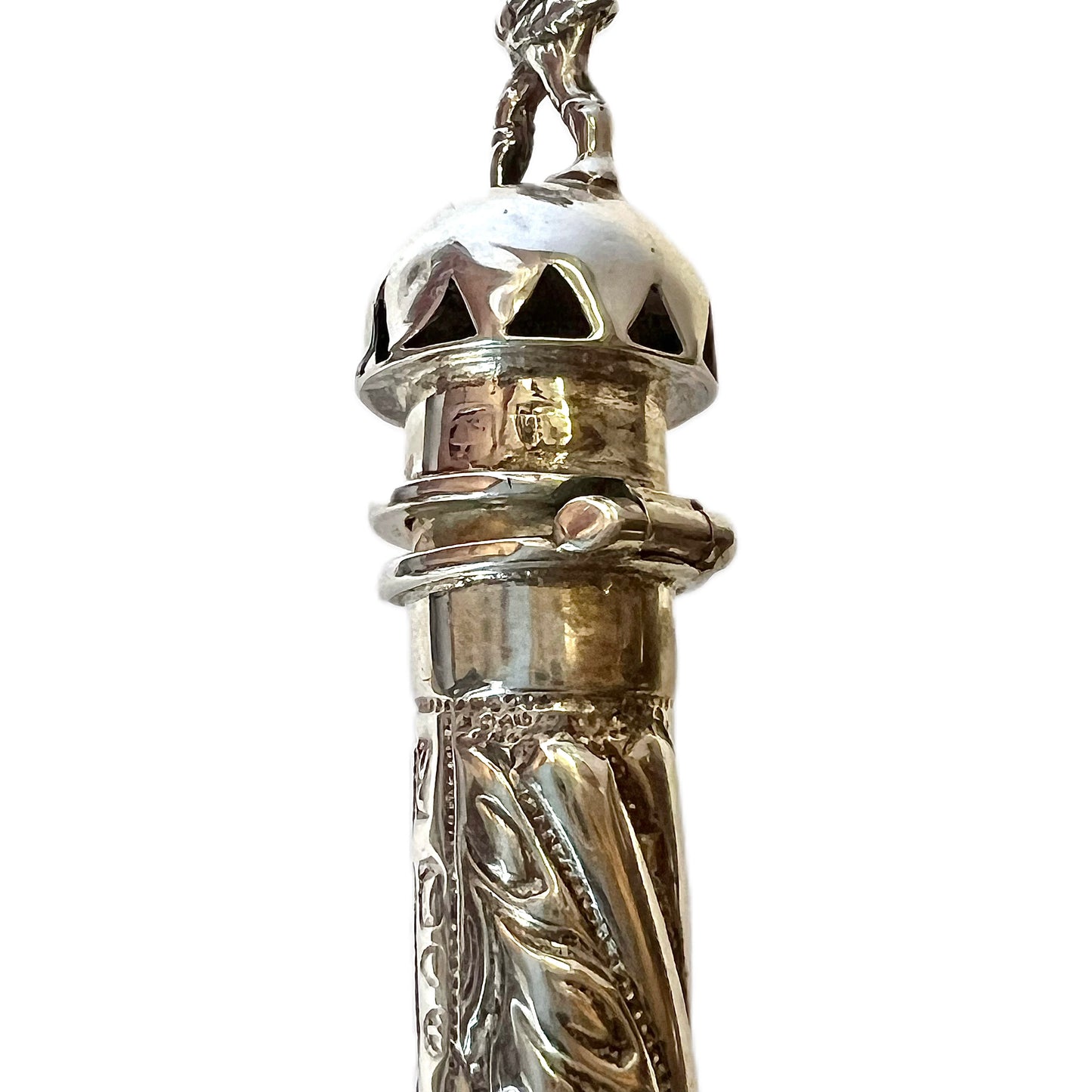 Late Victorian crested sterling silver ‘Mr Punch’ novelty sealing wax & matches holder