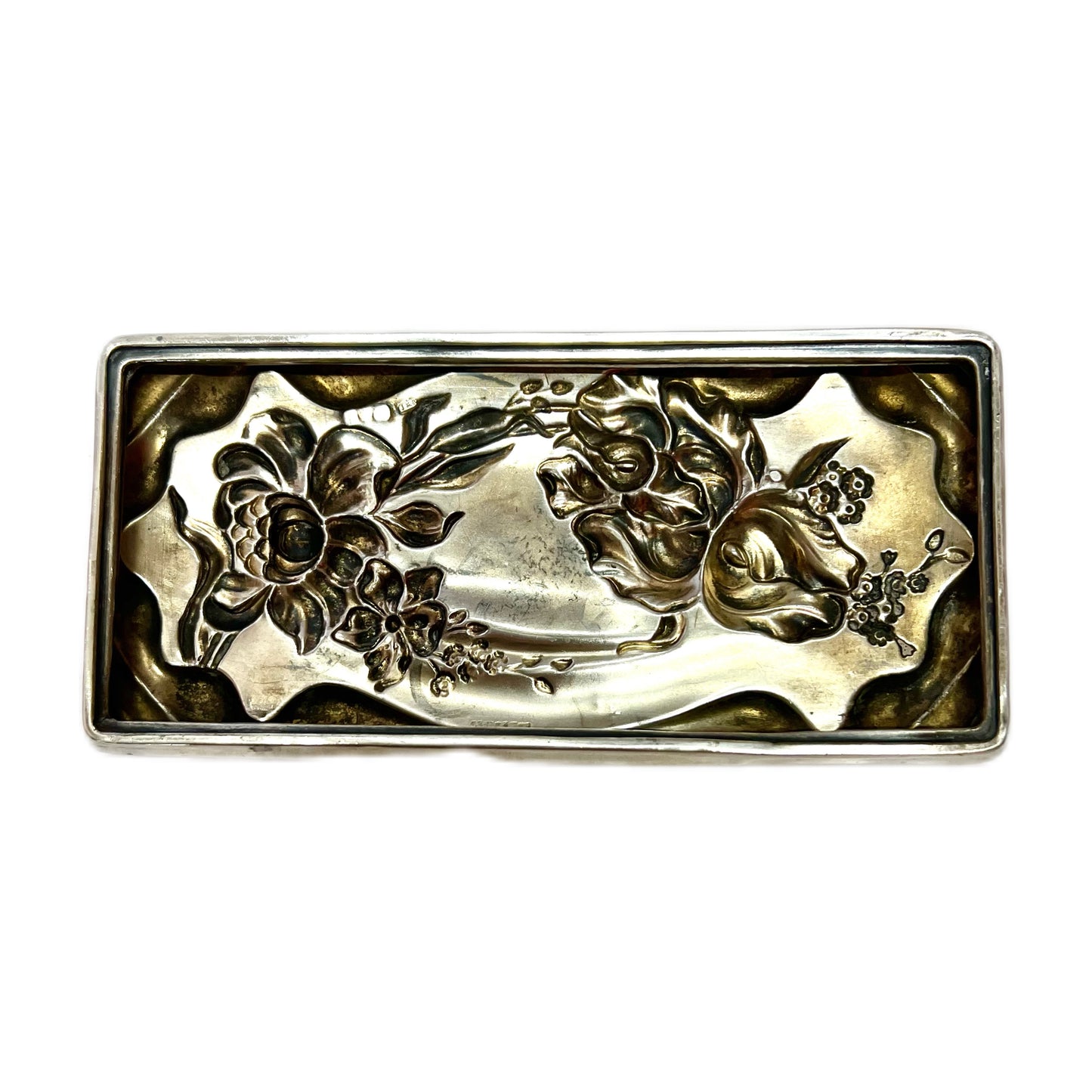 Antique George V sterling silver and cut glass trinket box