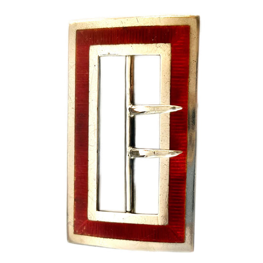 Late Victorian sterling silver and enamel belt buckle