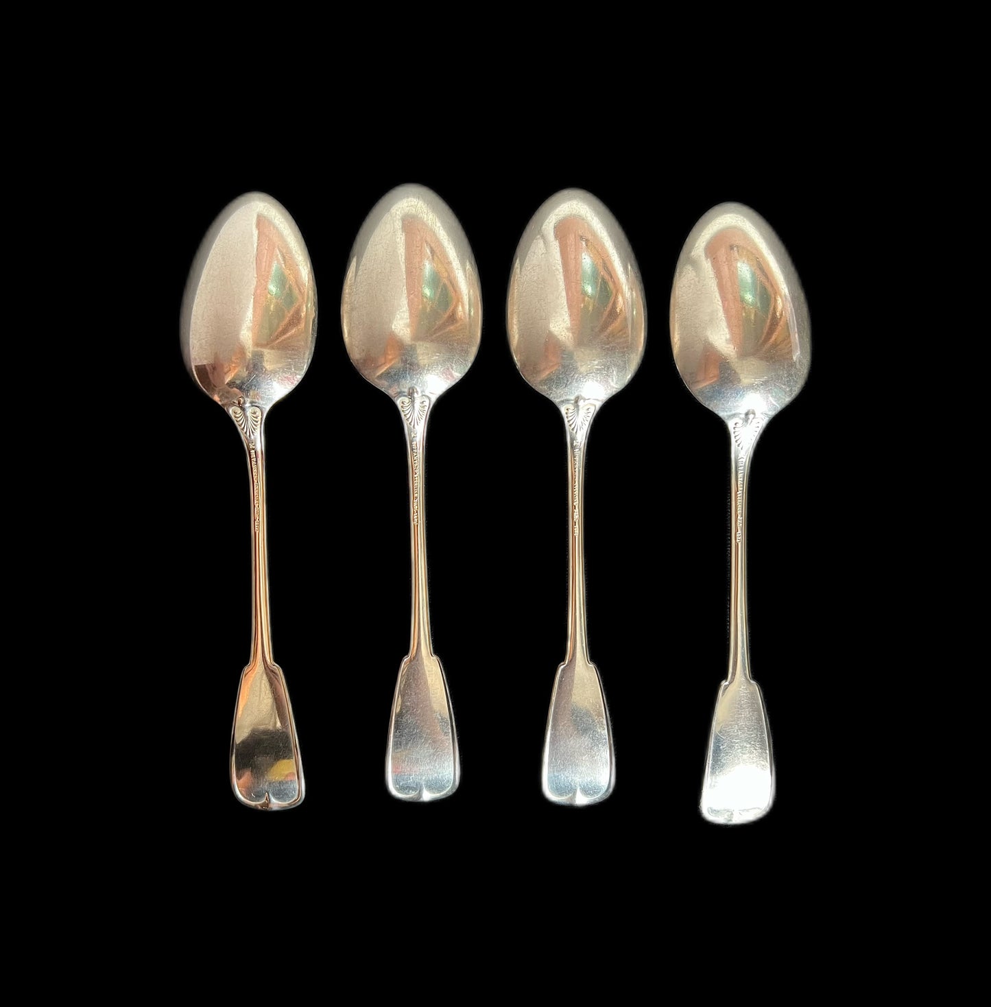 Set of 4 antique Tiffany & Co. Palm Pattern sterling silver table/dessert spoons
