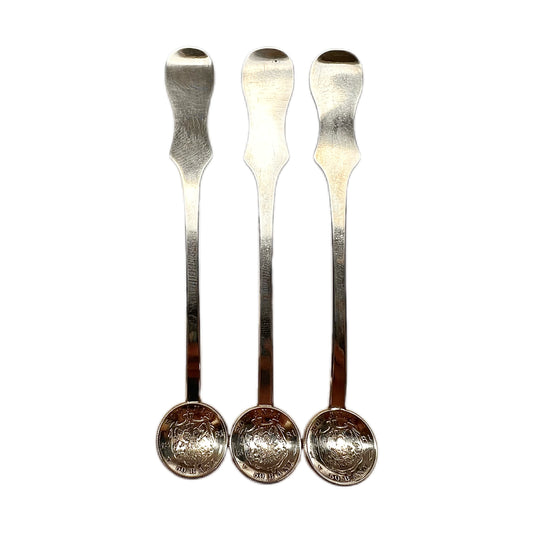 Three silver Romanian 50 Bani coin spoons circa 1881