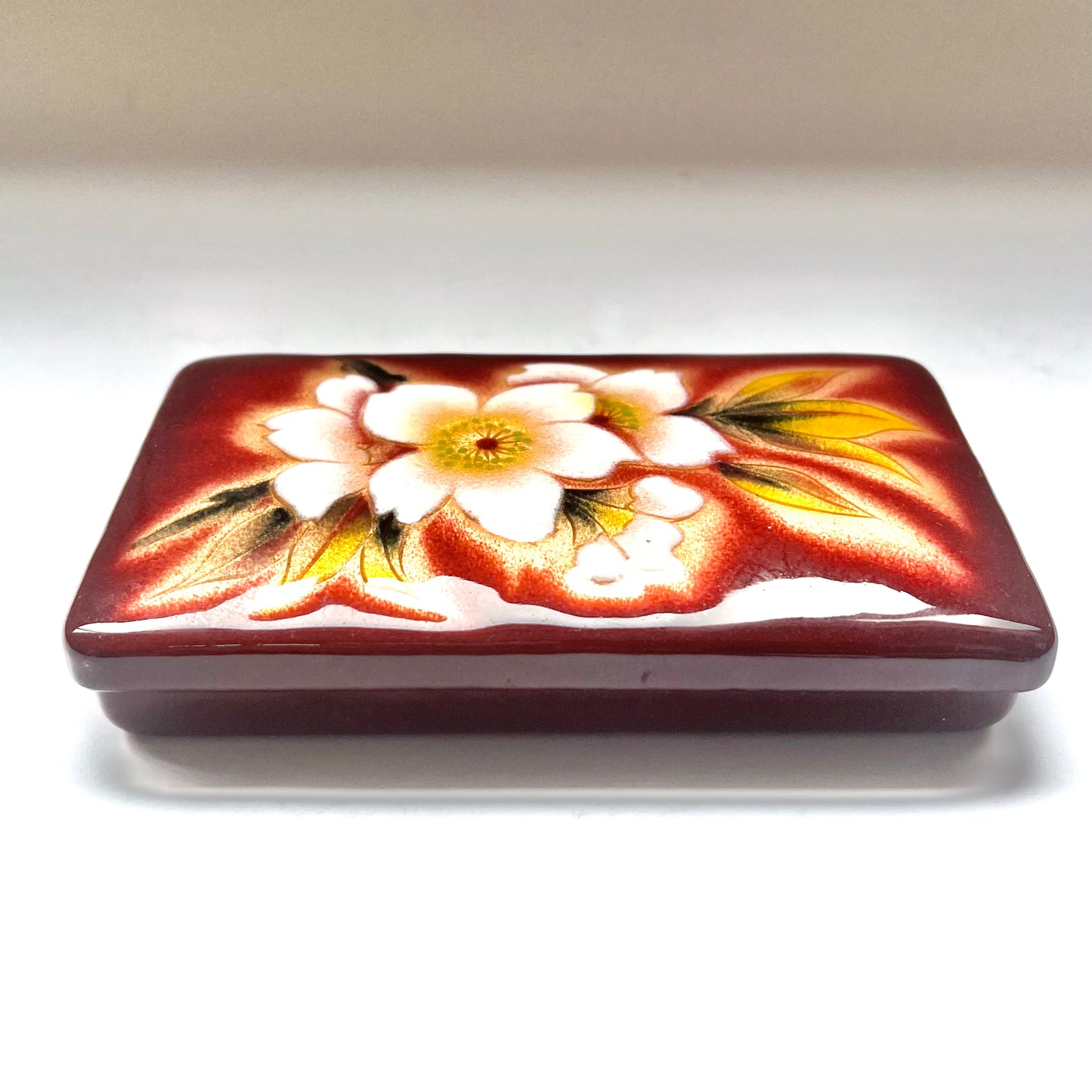 Showa Period Ando Company cloisonne box with cherry blossom motifs