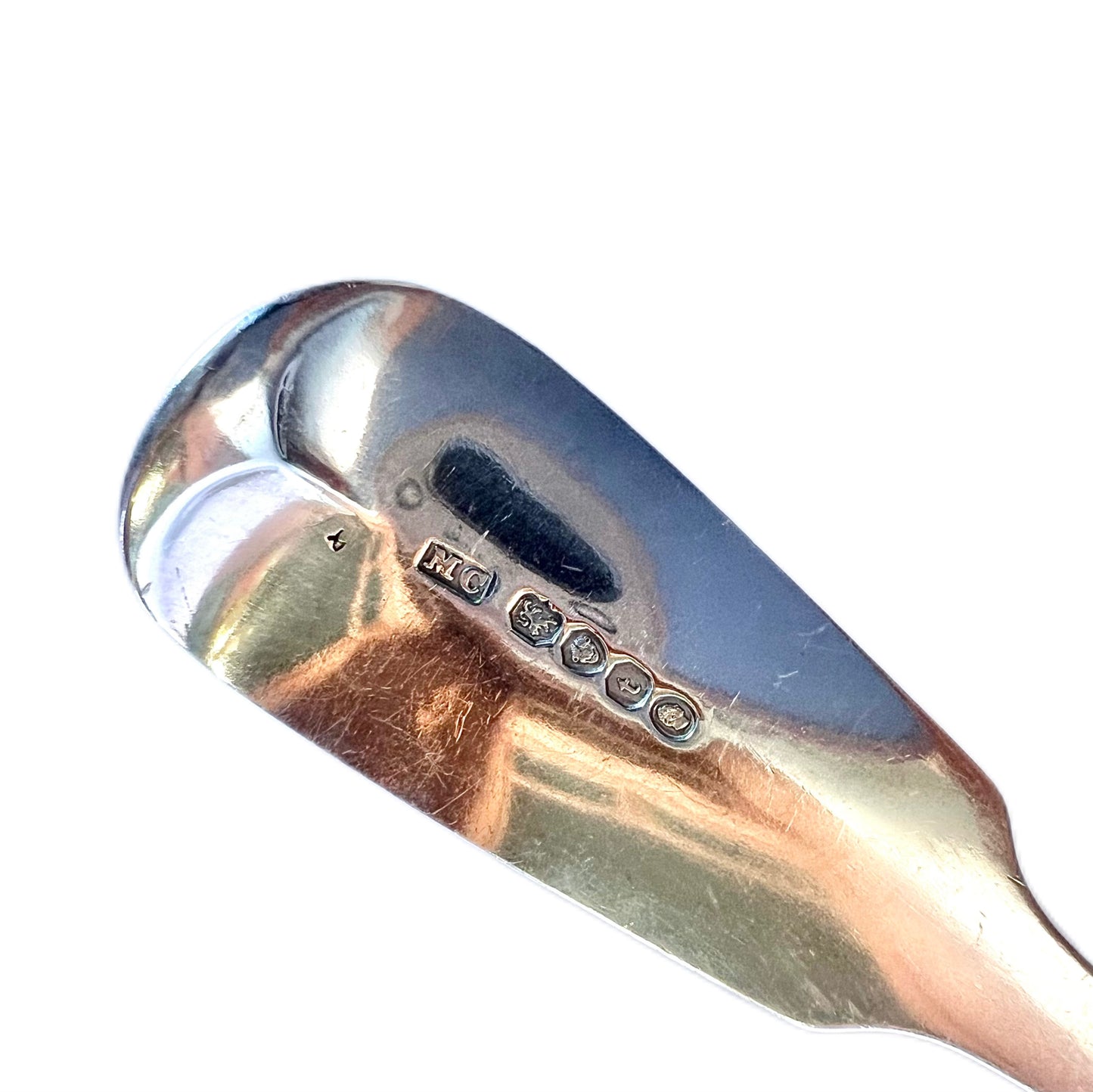 Antique William IV sterling silver serving spoon by Mary Chawner