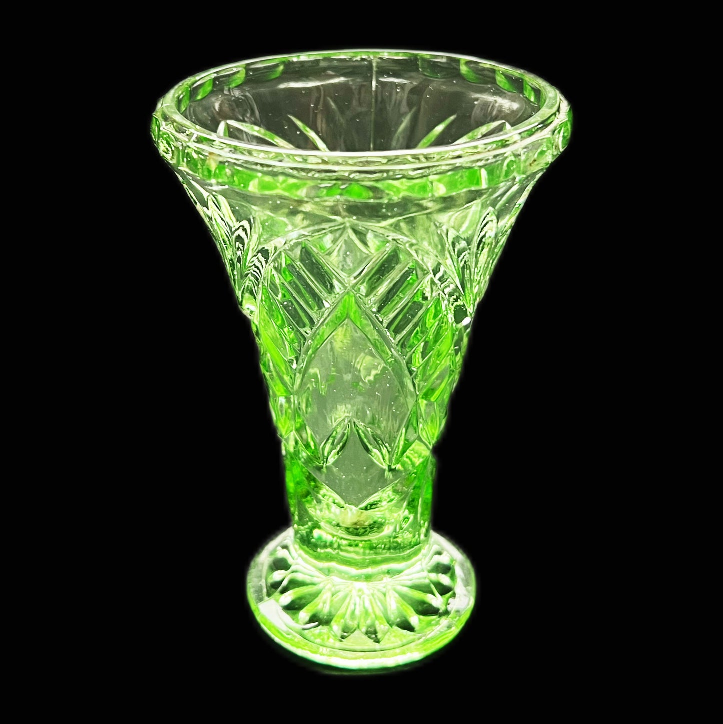 Art Deco uranium glass vase circa 1920s to 1930s