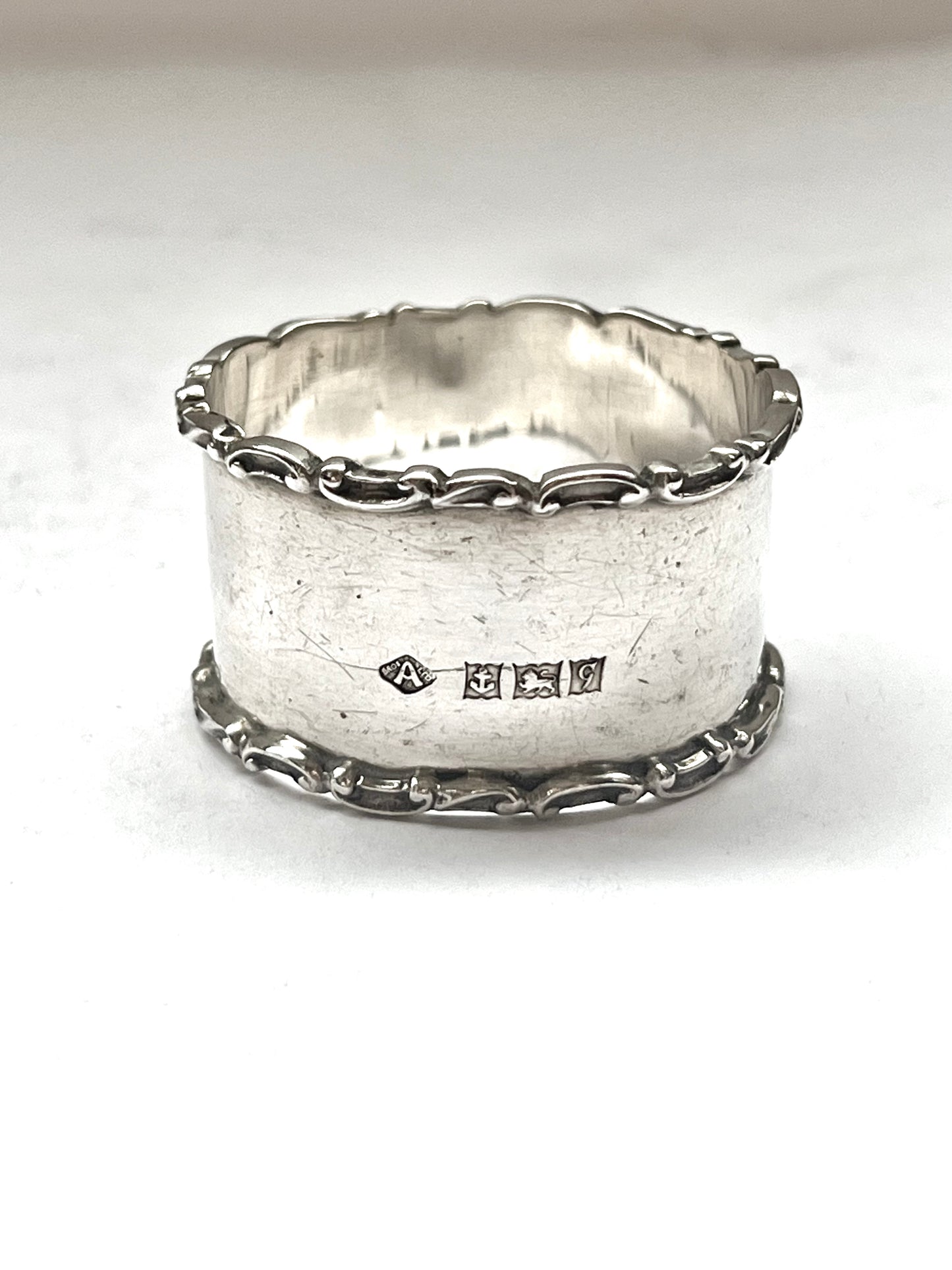 Elizabeth II sterling silver napkin ring with marks for Birmingham, 1956, Adie Brothers Ltd