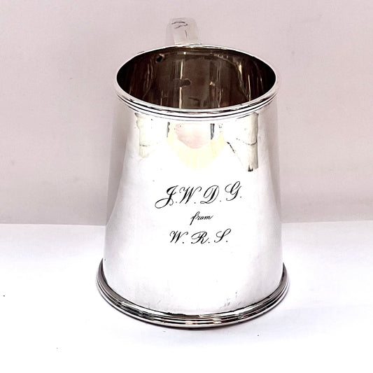 Antique George V sterling silver mug with marks for Birmingham 1922, William Neale &amp; Son Ltd