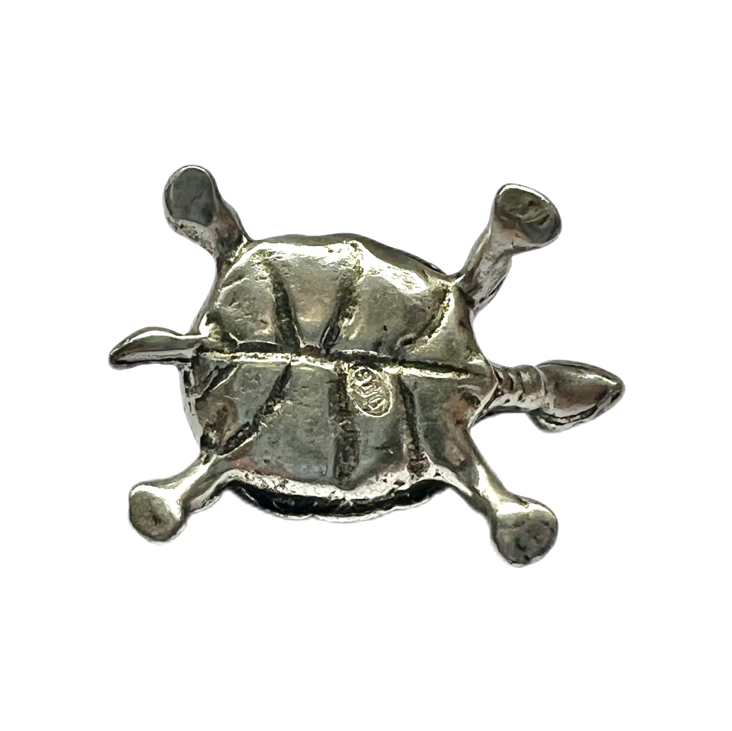 Vintage miniature novelty figural silver turtle figurine