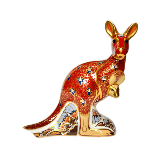 Vintage Royal Crown Derby “Kangaroo with Joey” paperweight figurine, 1st quality