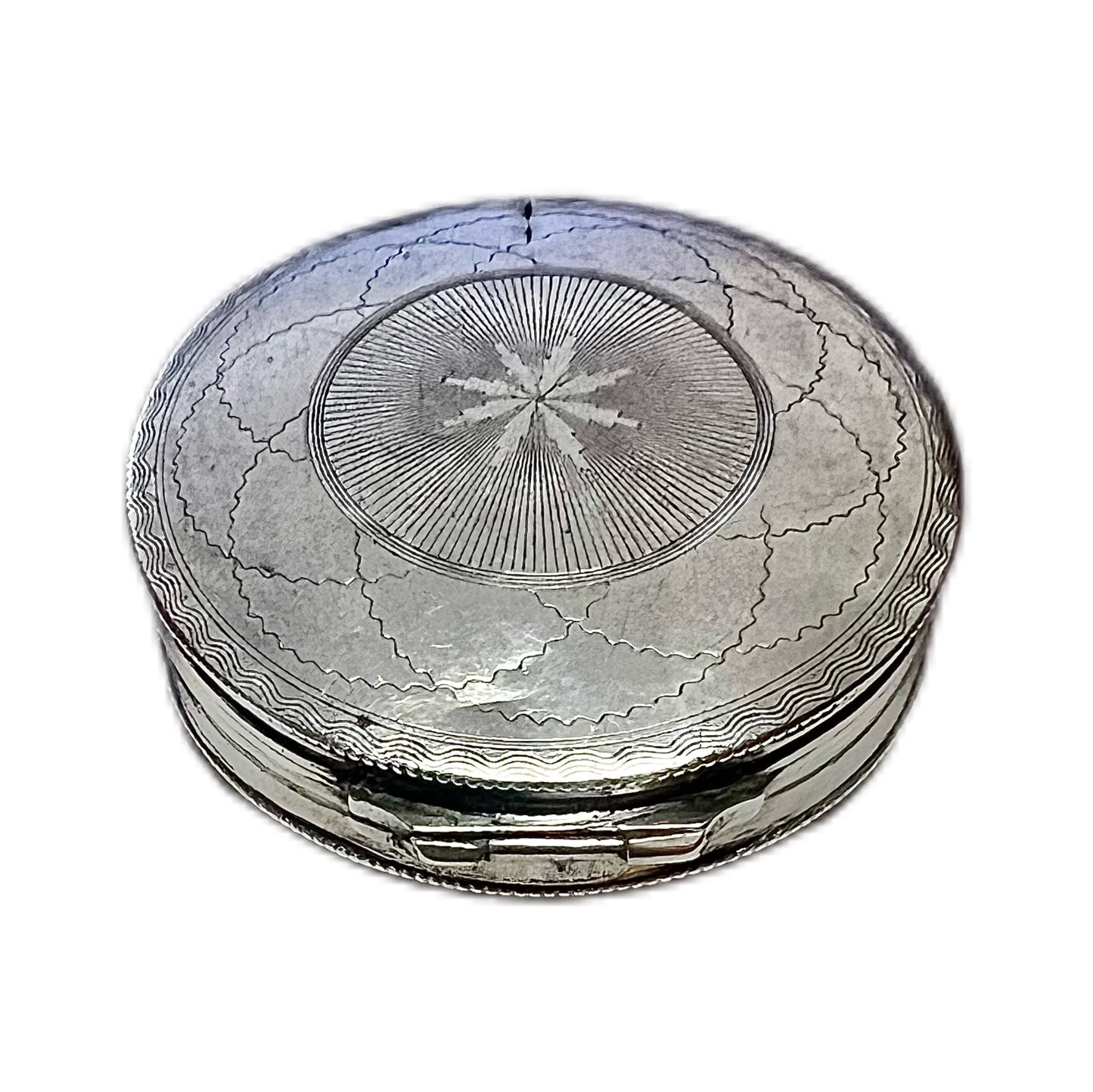 Antique .833 Dutch silver engraved snuff or pill box