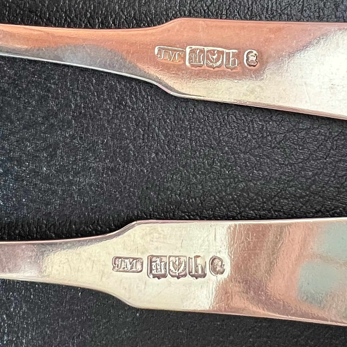 Pair of George III Scottish sterling silver serving spoons, James McKay 1813