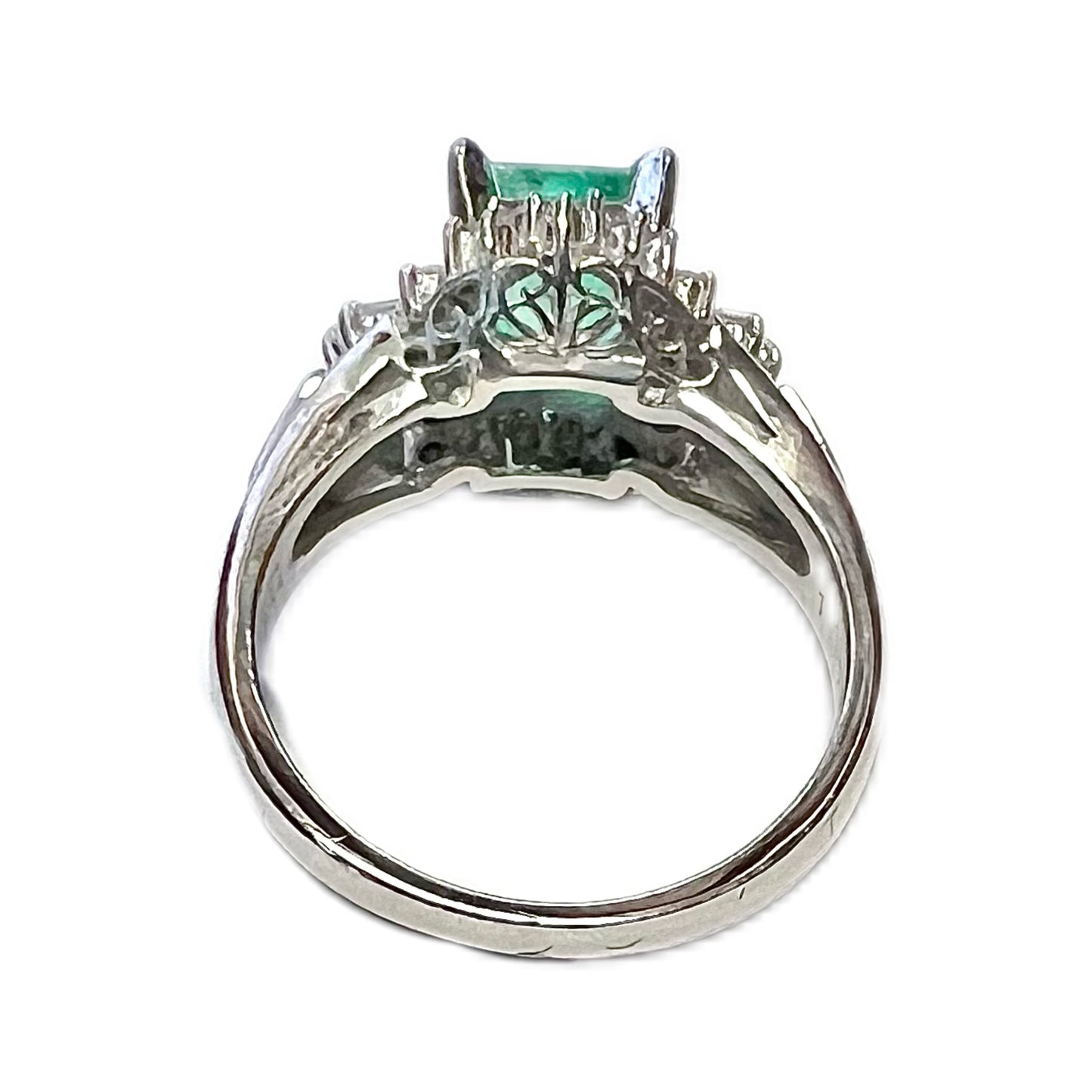 Vintage emerald, diamond and platinum ring over 2carats total gemstone weight