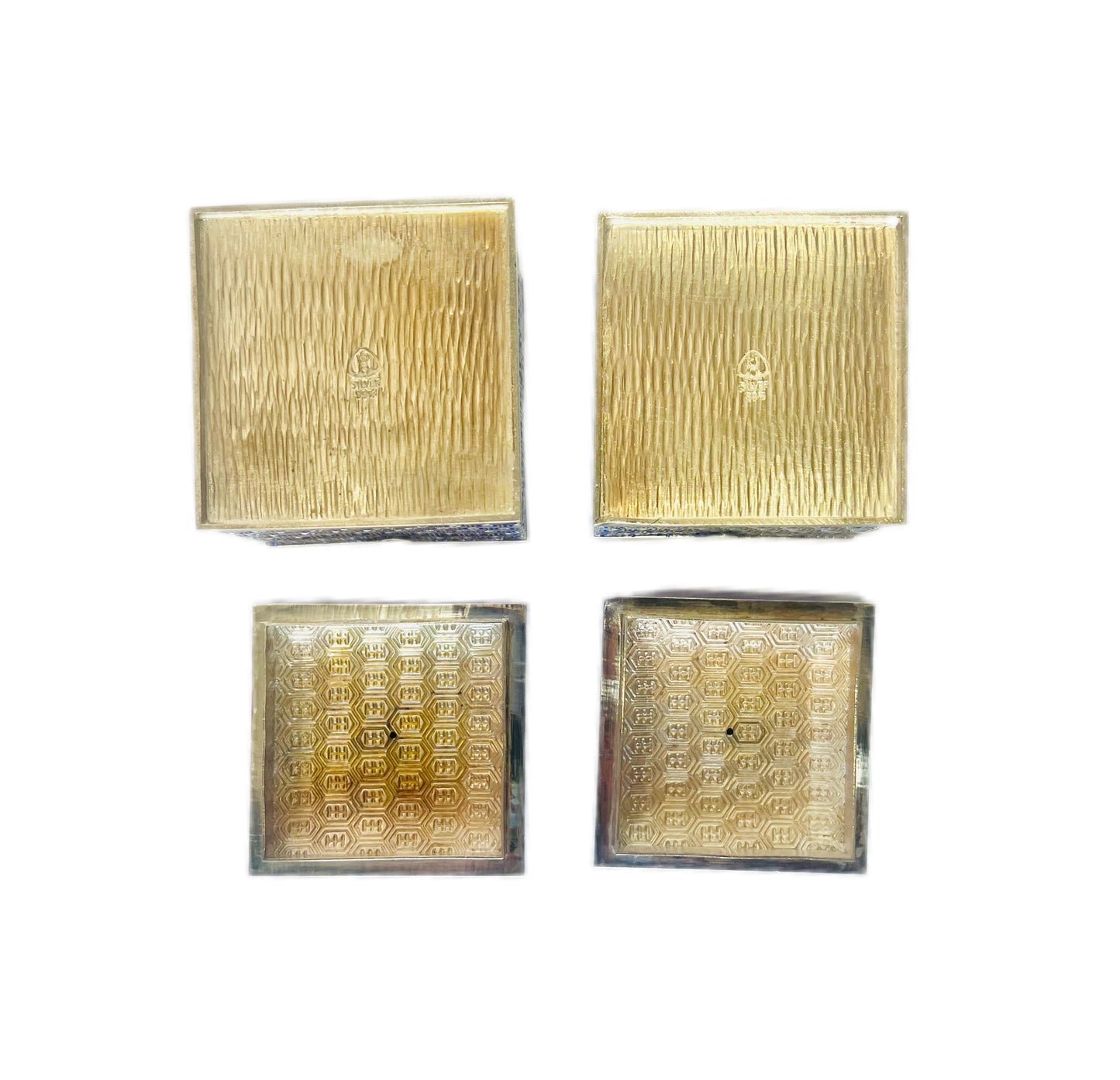 精美罕见的韩国珐琅纯银调味品套装，约产于 20 世纪 60 年代