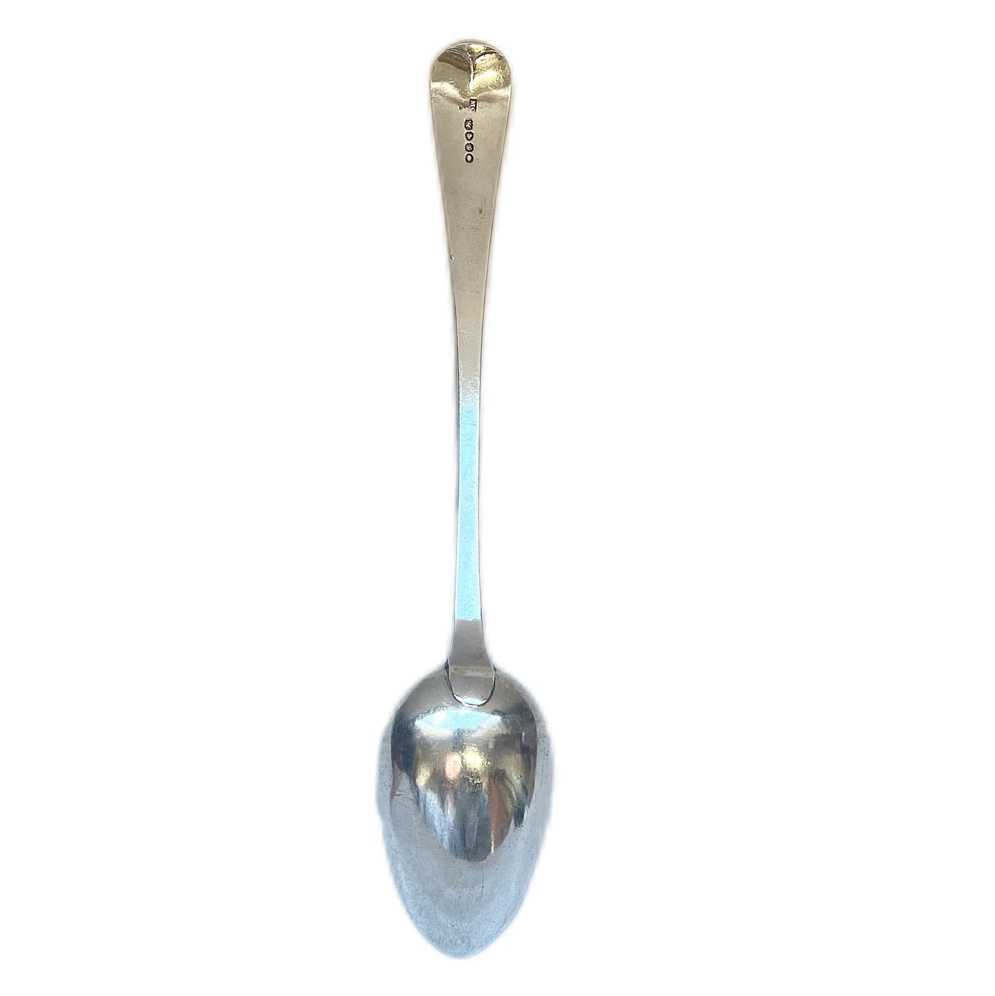 Antique William IV crested sterling silver serving spoon by Mary Chawner