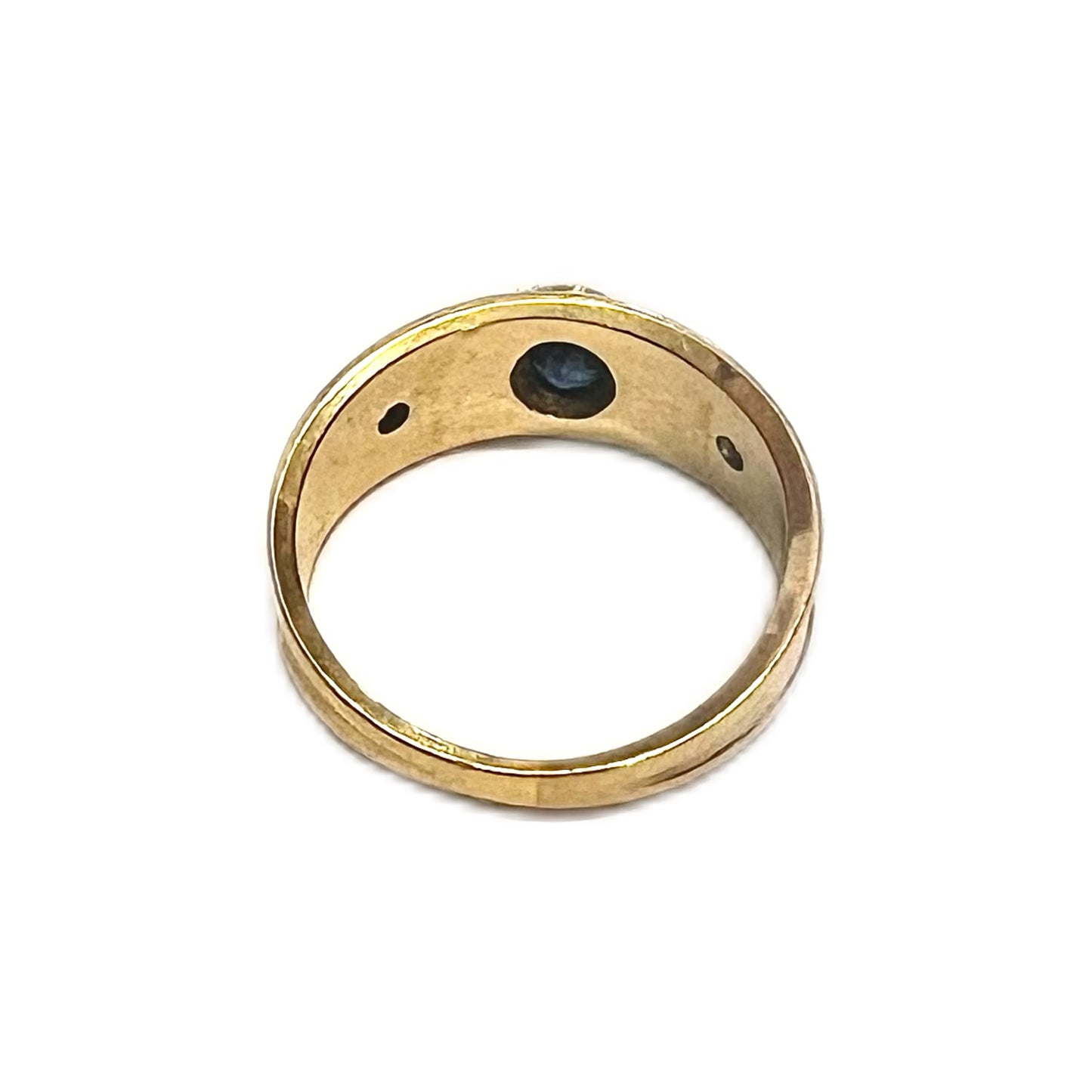 Midcentury 9ct gold, sapphire and diamond ring