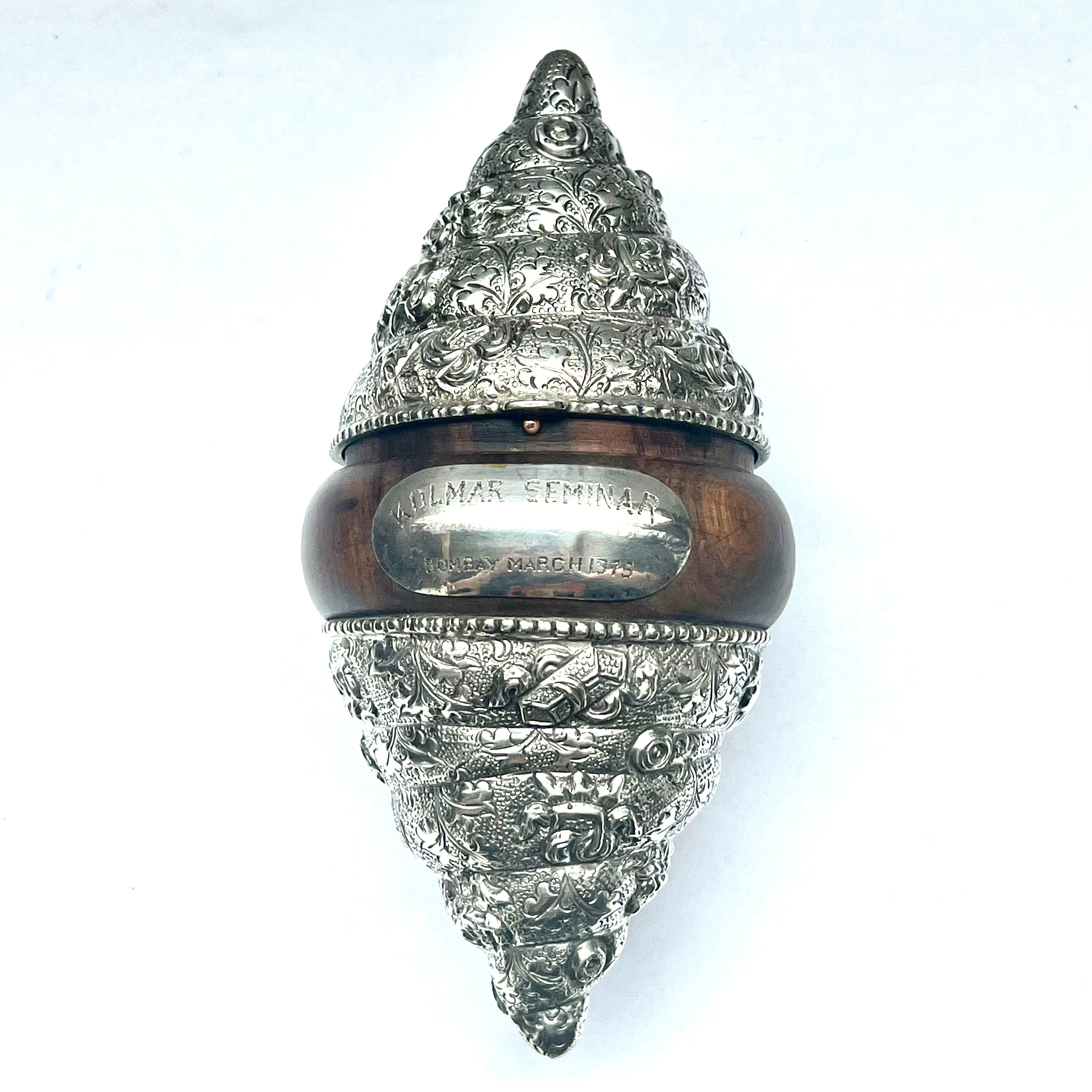 Cache Repousse Vintage Indian repousse silver and timber shell-form box circa 1975 ...