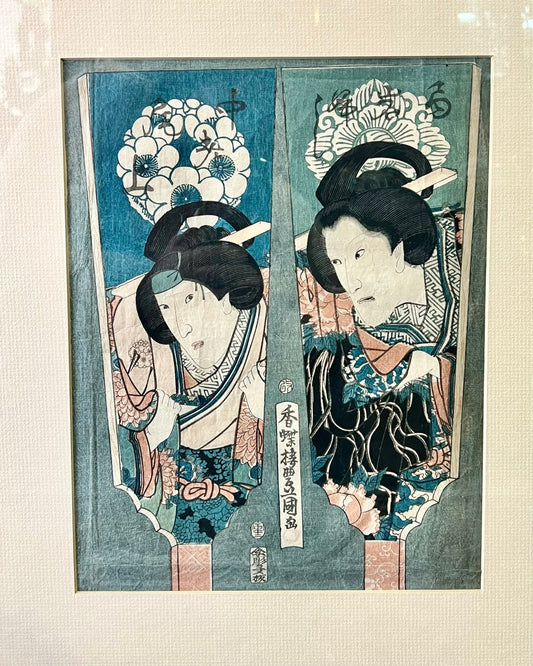 江户时代团扇绘木版画 约 1854 年，歌川国贞 (丰国 III)
