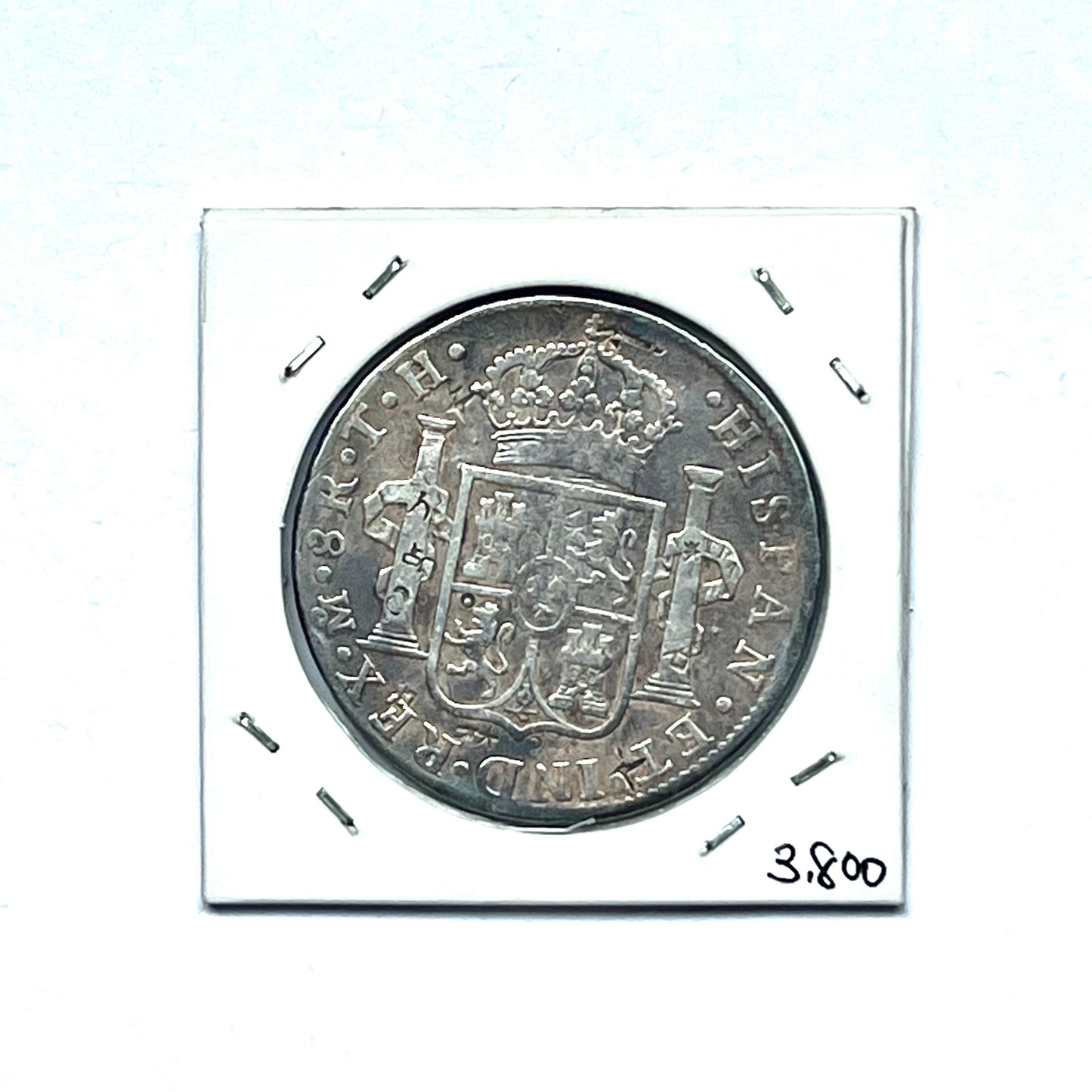 Antique Chinese Chopmarked Charles IV Spanish Empire silver dollar “piece of 8” (eight real) coin circa 1804