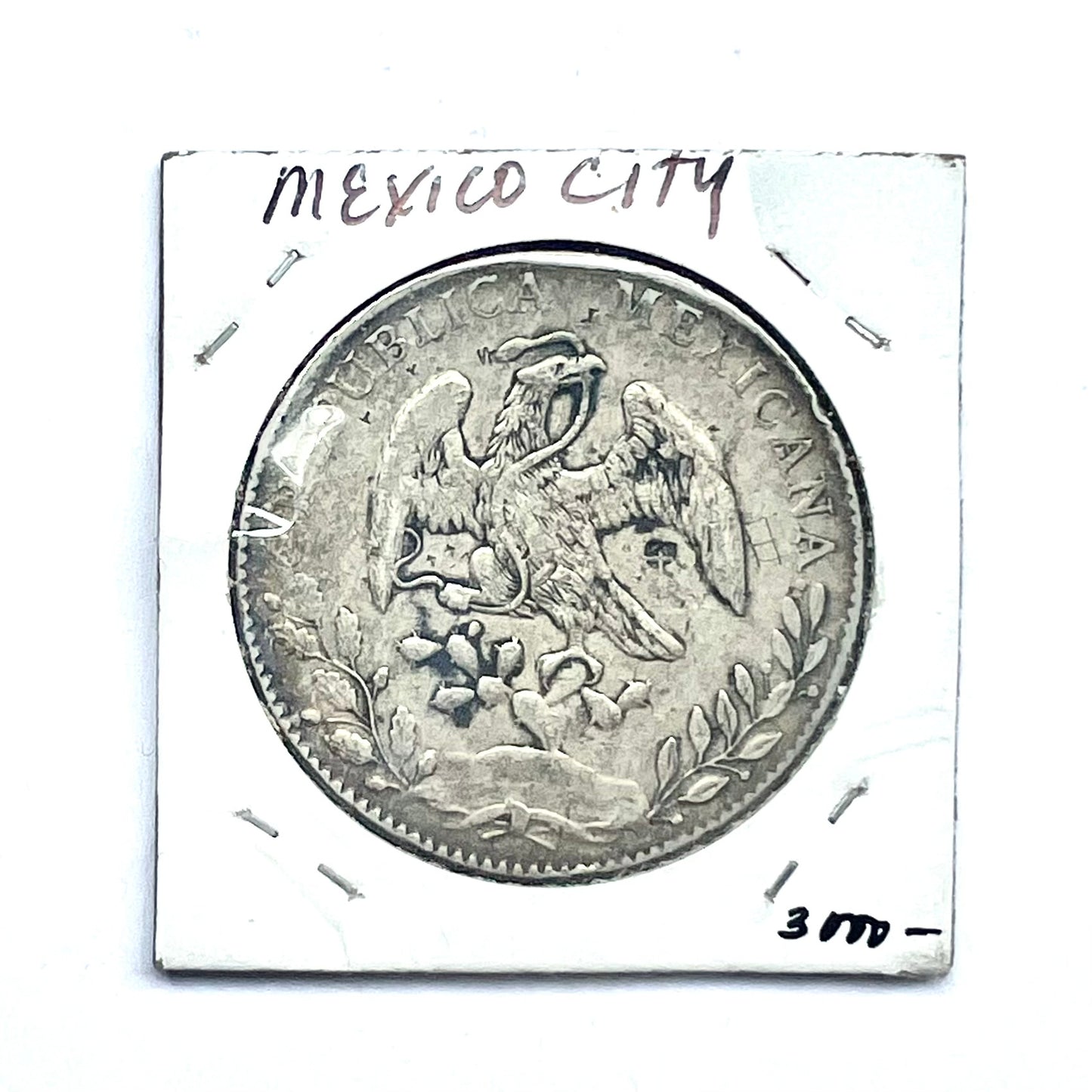 Antique Chinese Chopmarked Mexican Republic Libertad Cap and Rays Silver 8 Reales coin, Mexico City Mint circa 1892