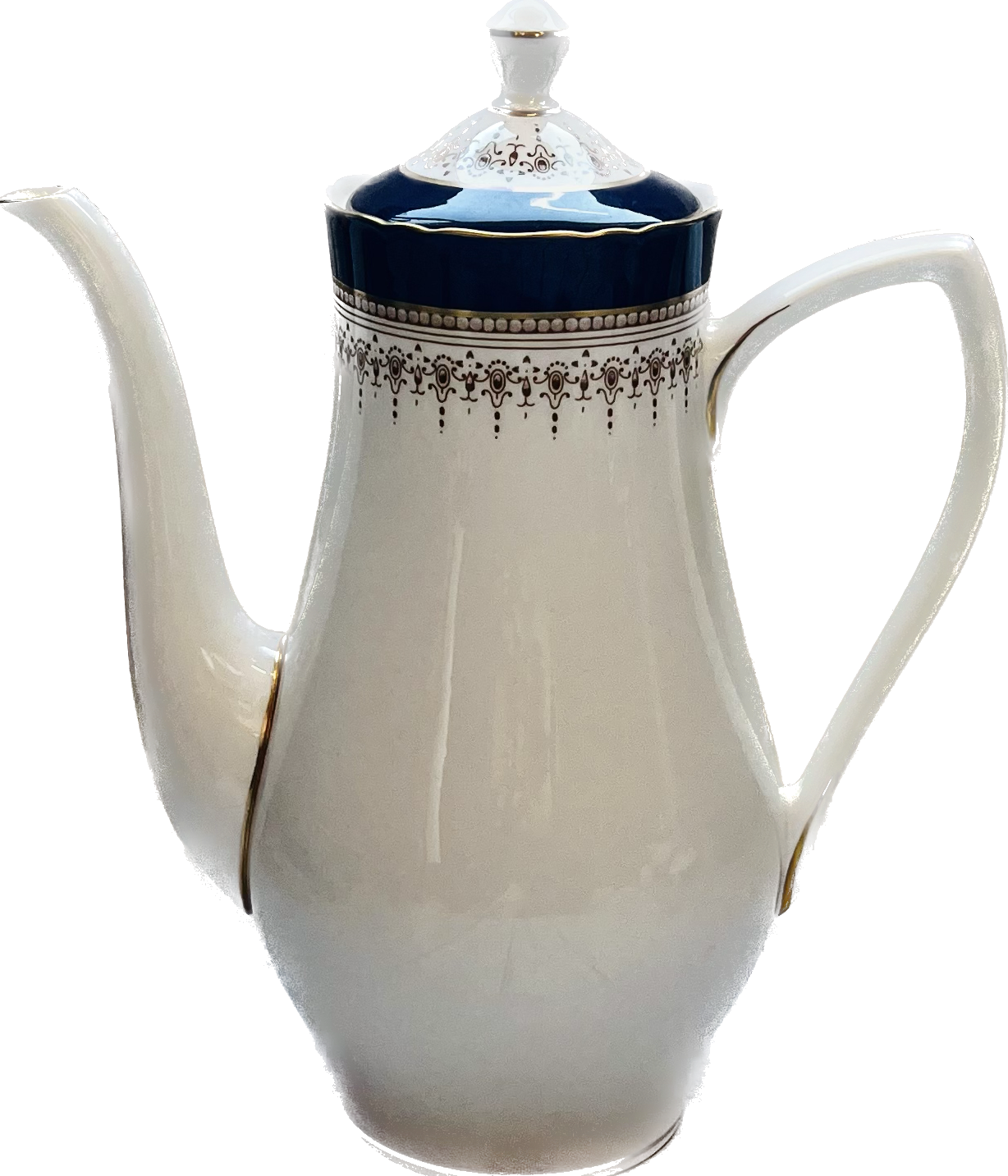 Lovely Vintage Royal Worcester Coffee Pot in Regency Blue, Cobalt and Gilt Discontinued Pattern