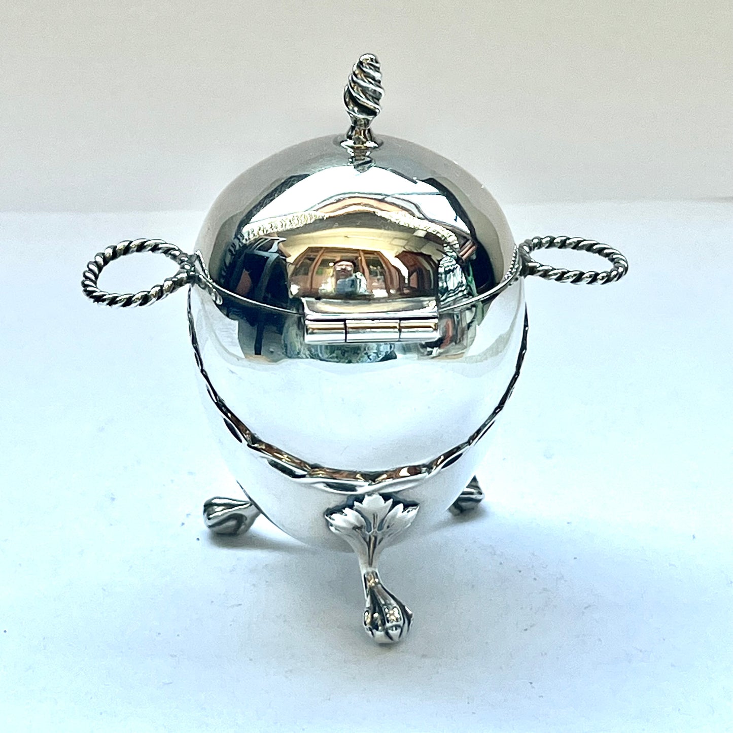 Antique Victorian sterling silver mustard pot with gilt-washed interior, marks for T.H. & F.F, London 1853