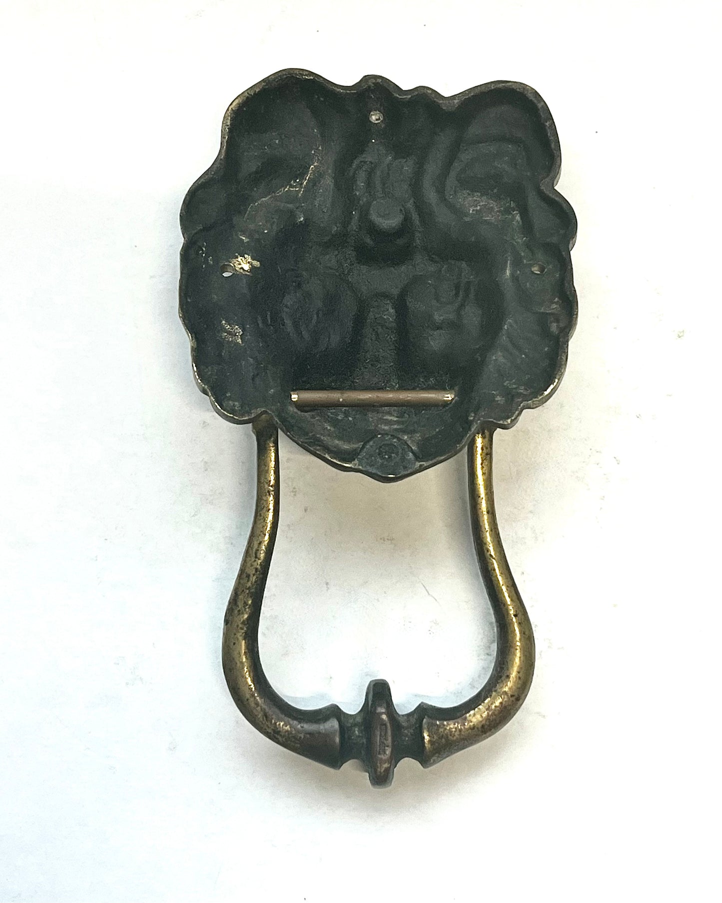 Antique English statement brass lion figural door knocker