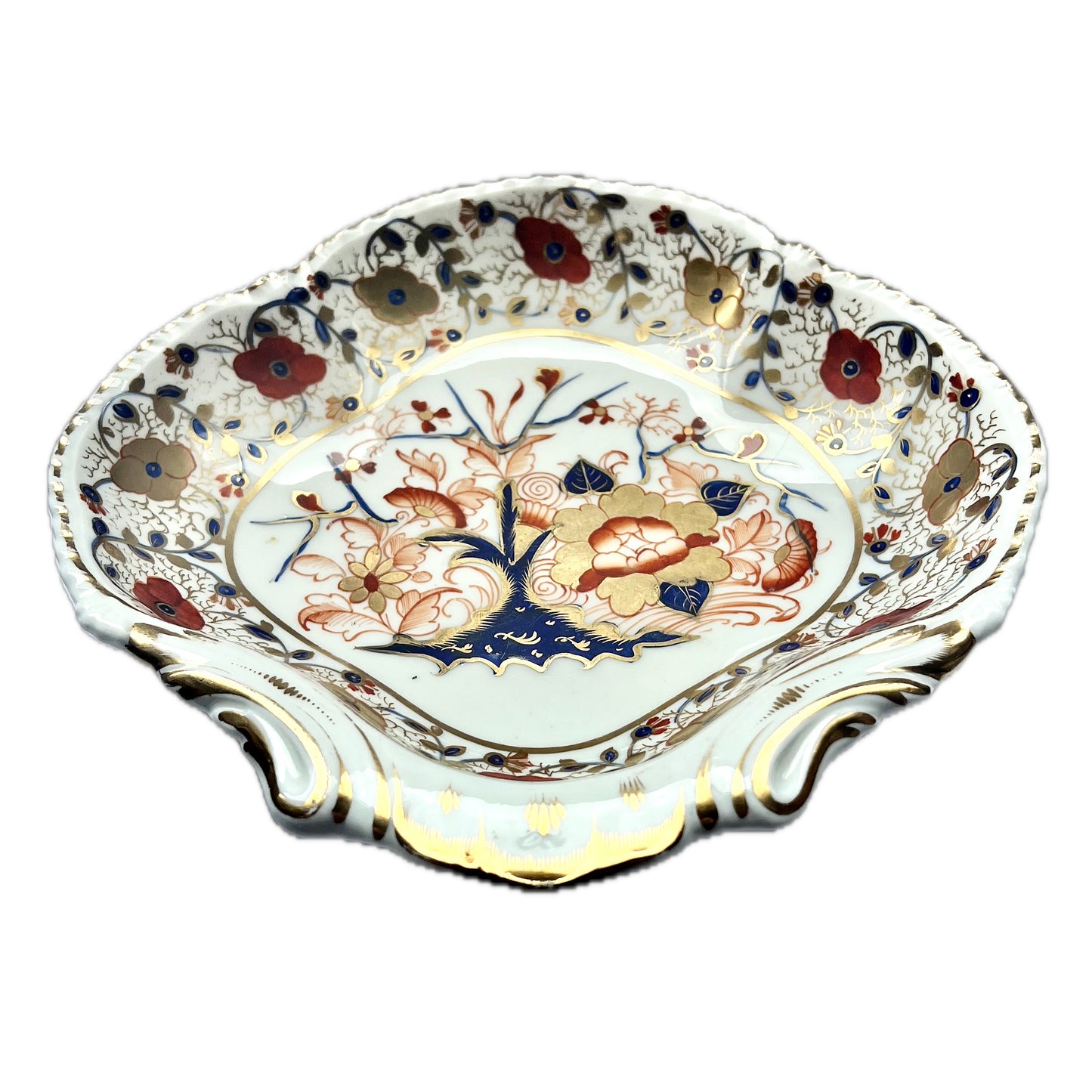 Rare early 19th century Derby porcelain Kakiemon style shell plate circa 1820-1825 with gilt details