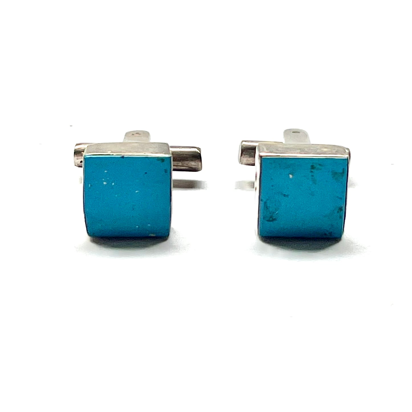 Vintage sterling silver and turquoise cufflinks